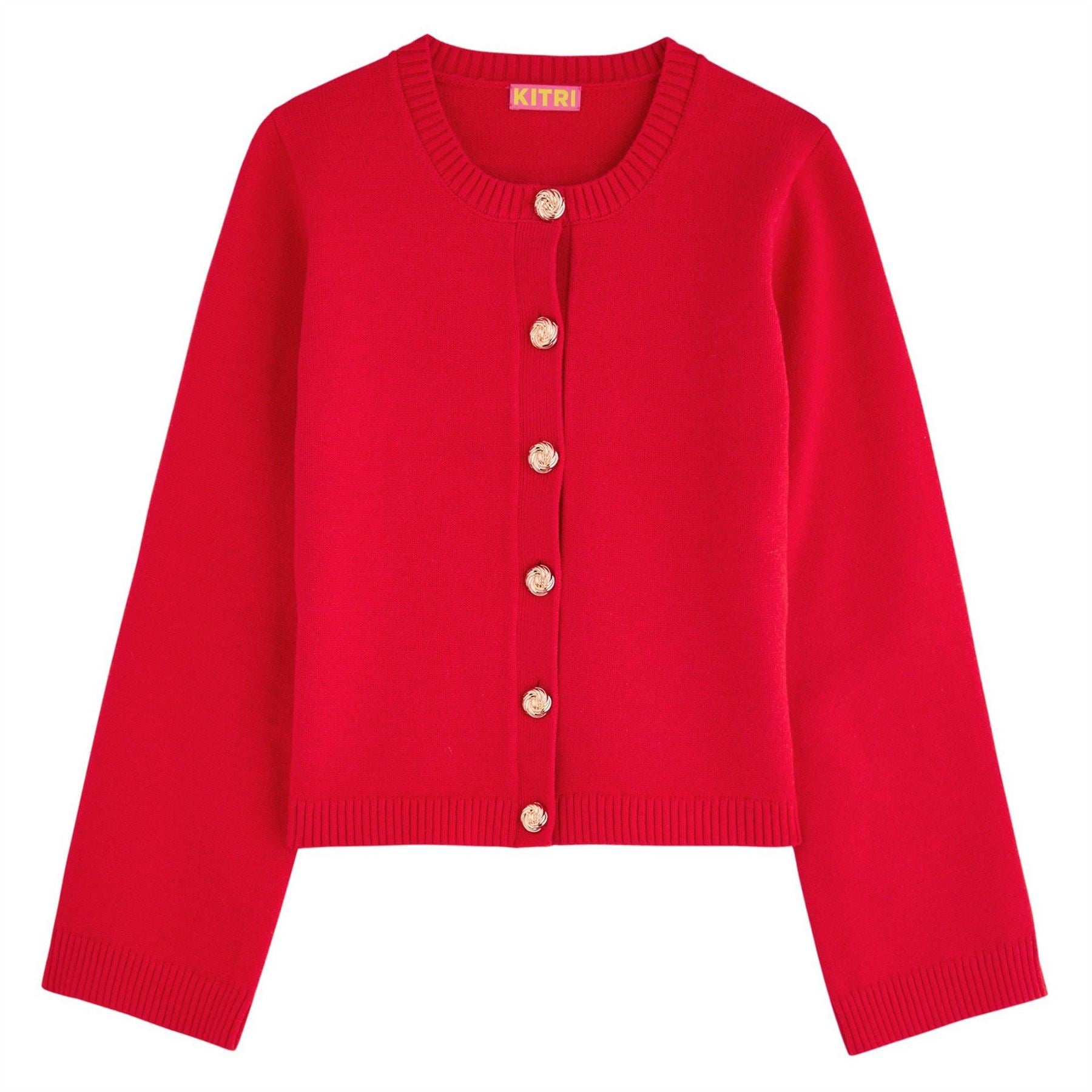 KITRI Cleo Red Knit Cardigan
