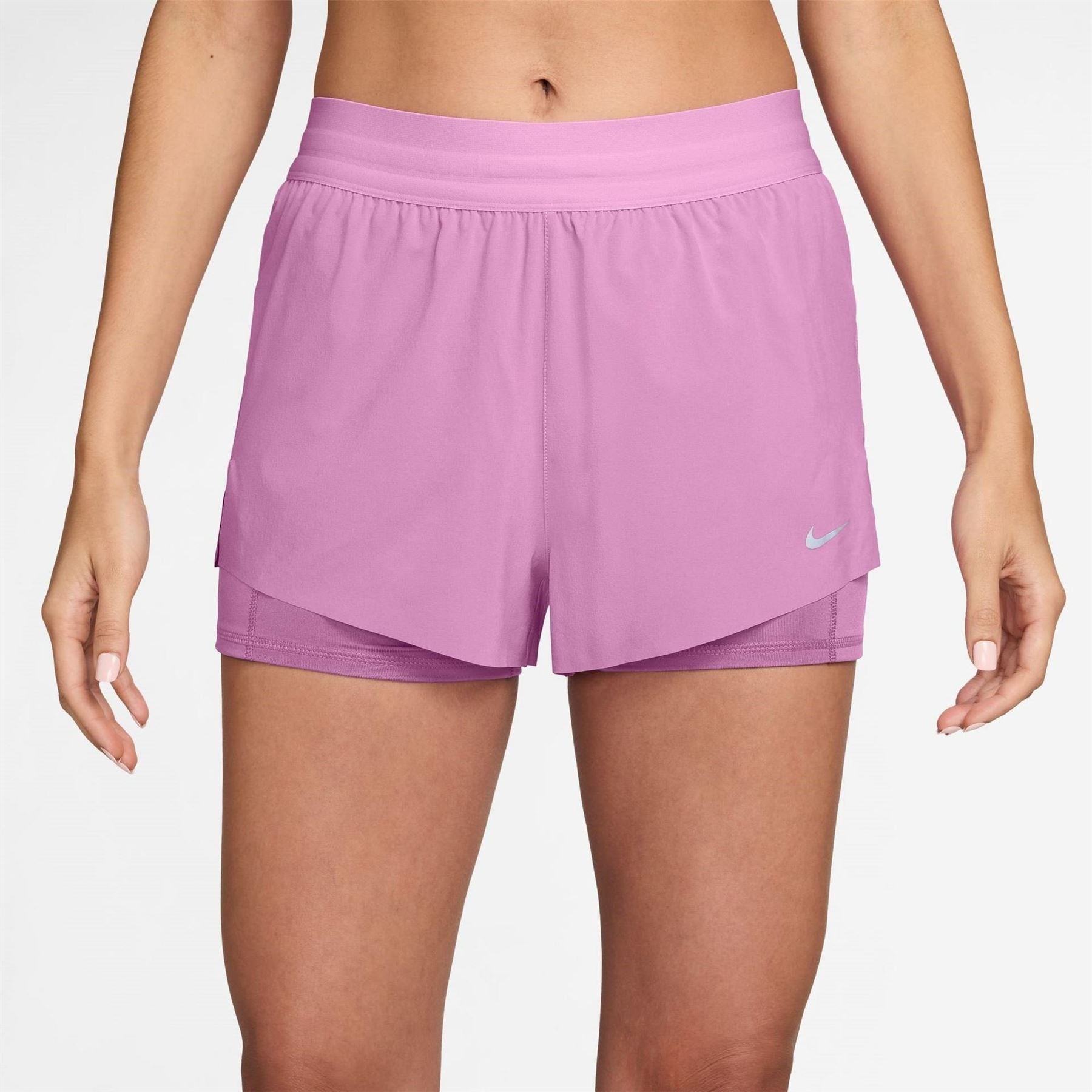 Nike Womens Dri Fit Swift Mid Rise 3 2 In 1 Shorts