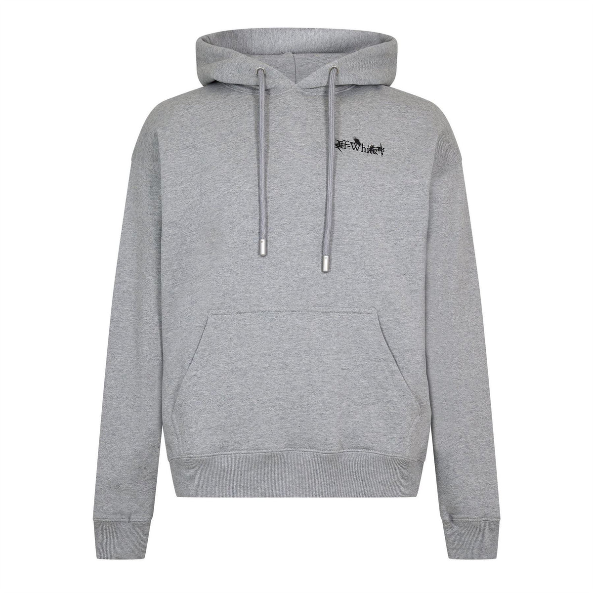 Off White Flower Arrow Hooded Neck Long Sleeve Sweatshirt