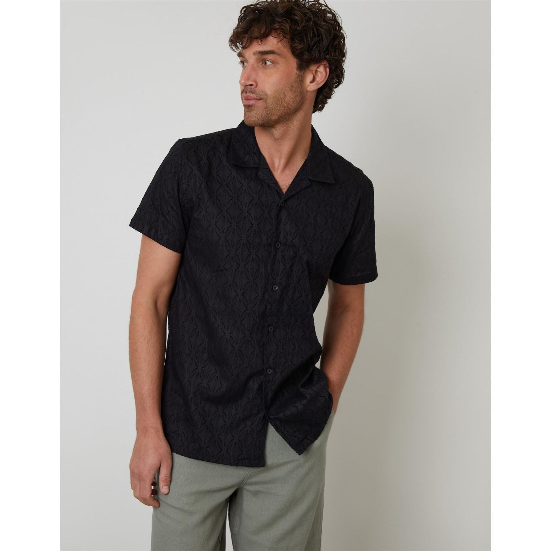 Threadbare Regular Fit Short Sleeve Point Collar Shirt