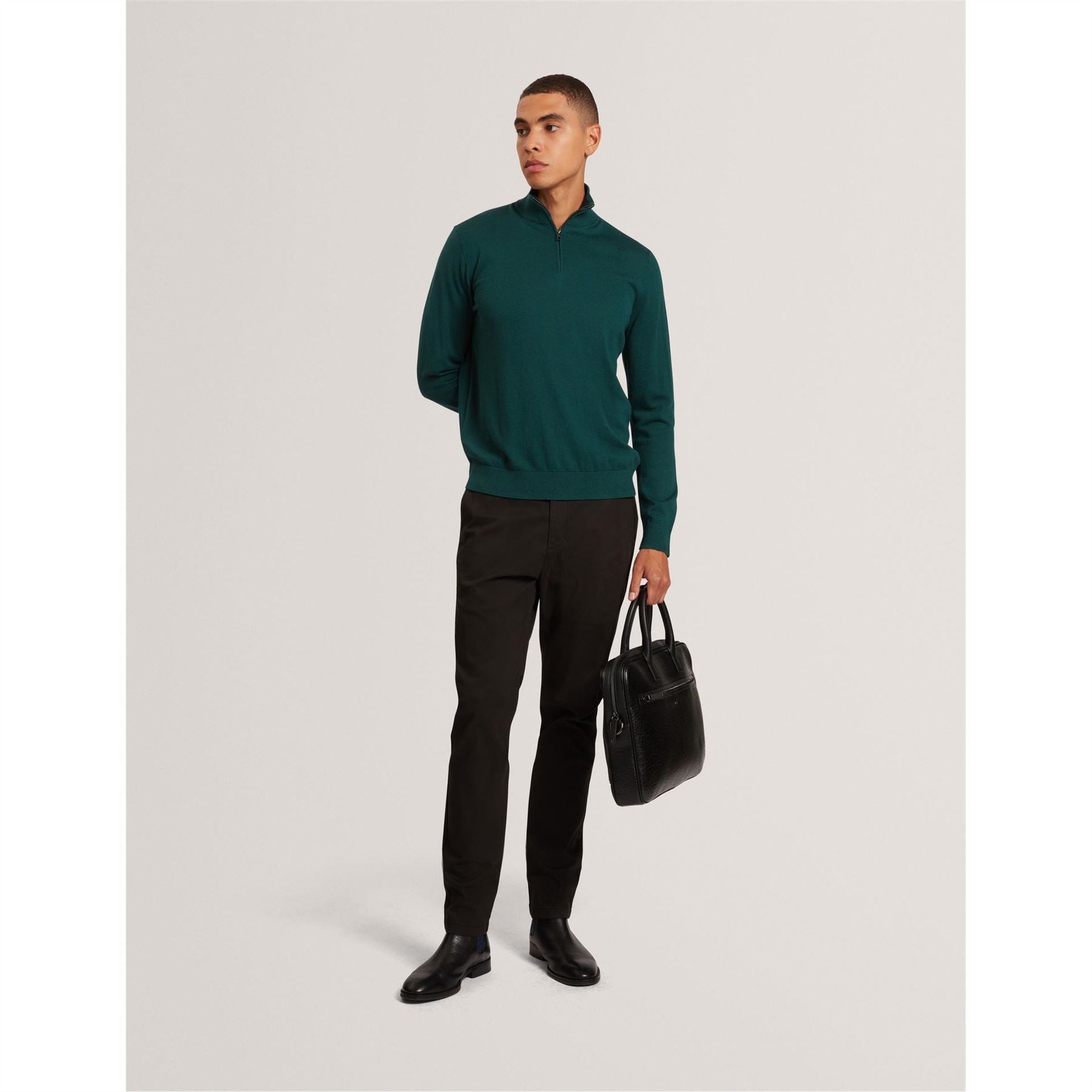 Ted Baker Merino Zip Neck Long Sleeve Raglan Sweater