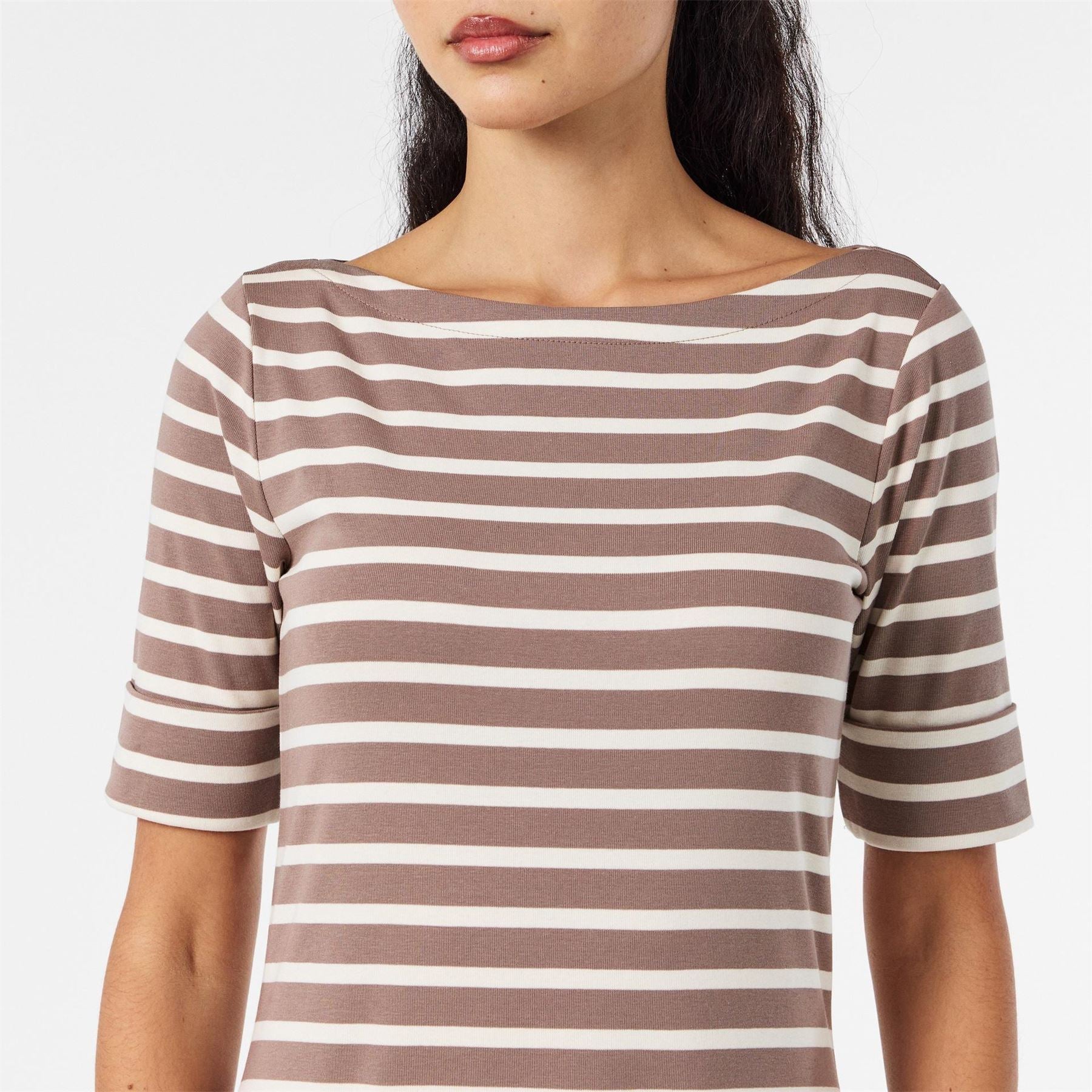 Lauren by Ralph Lauren Munzie Boat Neck Short Sleeve Dress