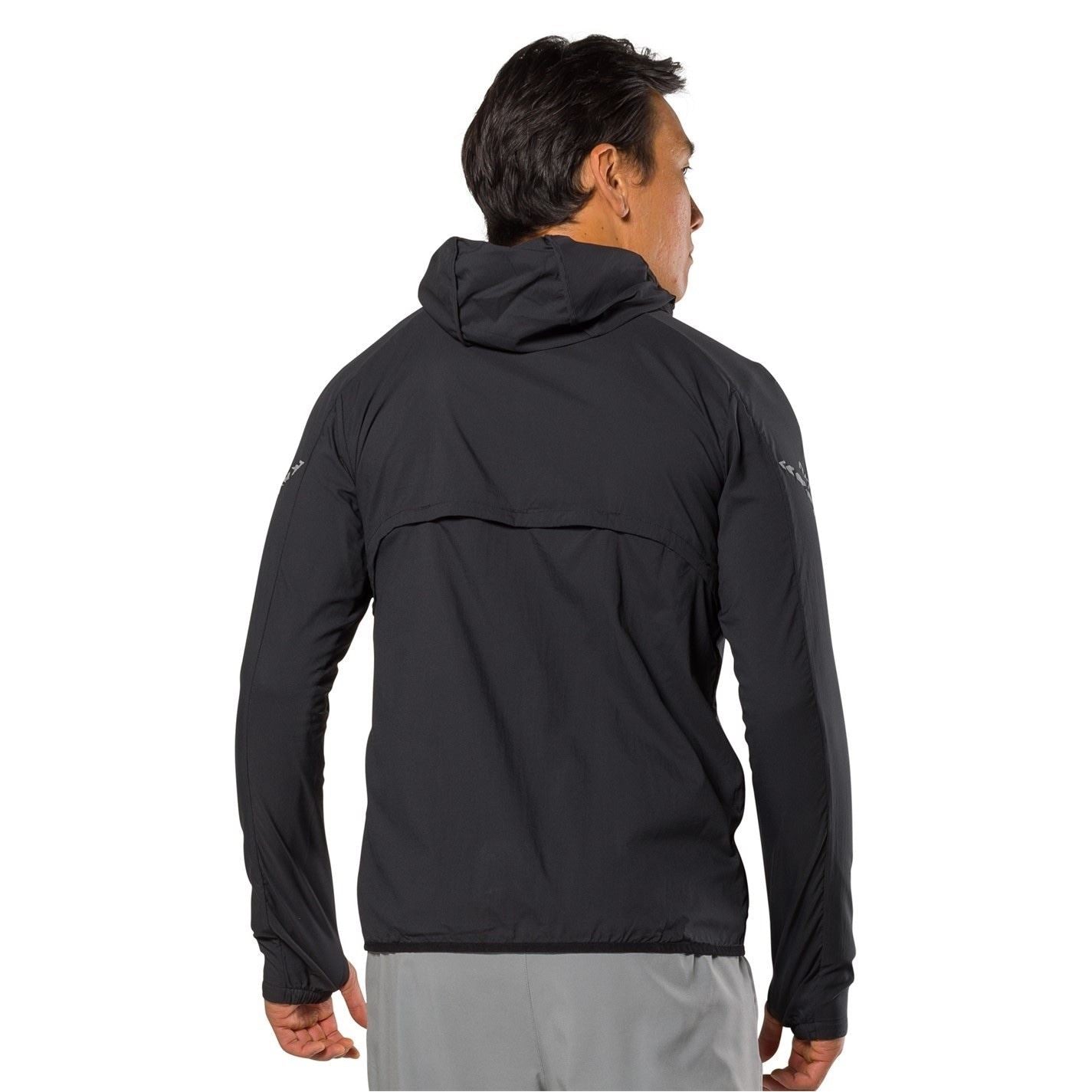 Nathan Stealth Solid Patterned Hooded Windbreaker with Zipped Pocket and Reflective Ribbon