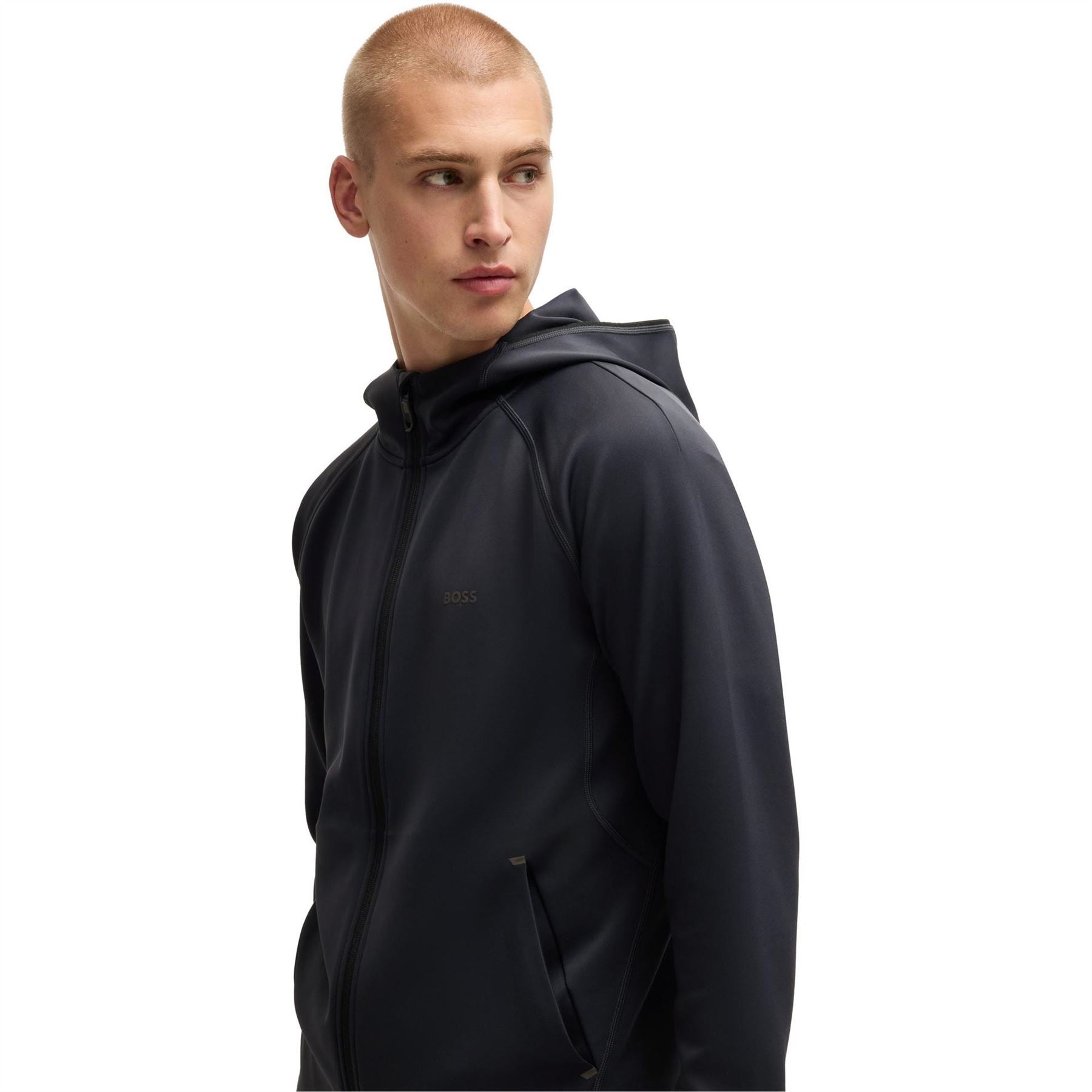 Boss Sicon Active Hooded Raglan Long Sleeve Athletic Top