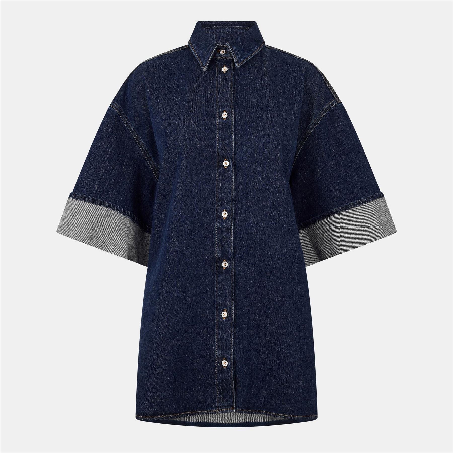 7 For All Mankind Nina Collared Neck Short Sleeve Shirt