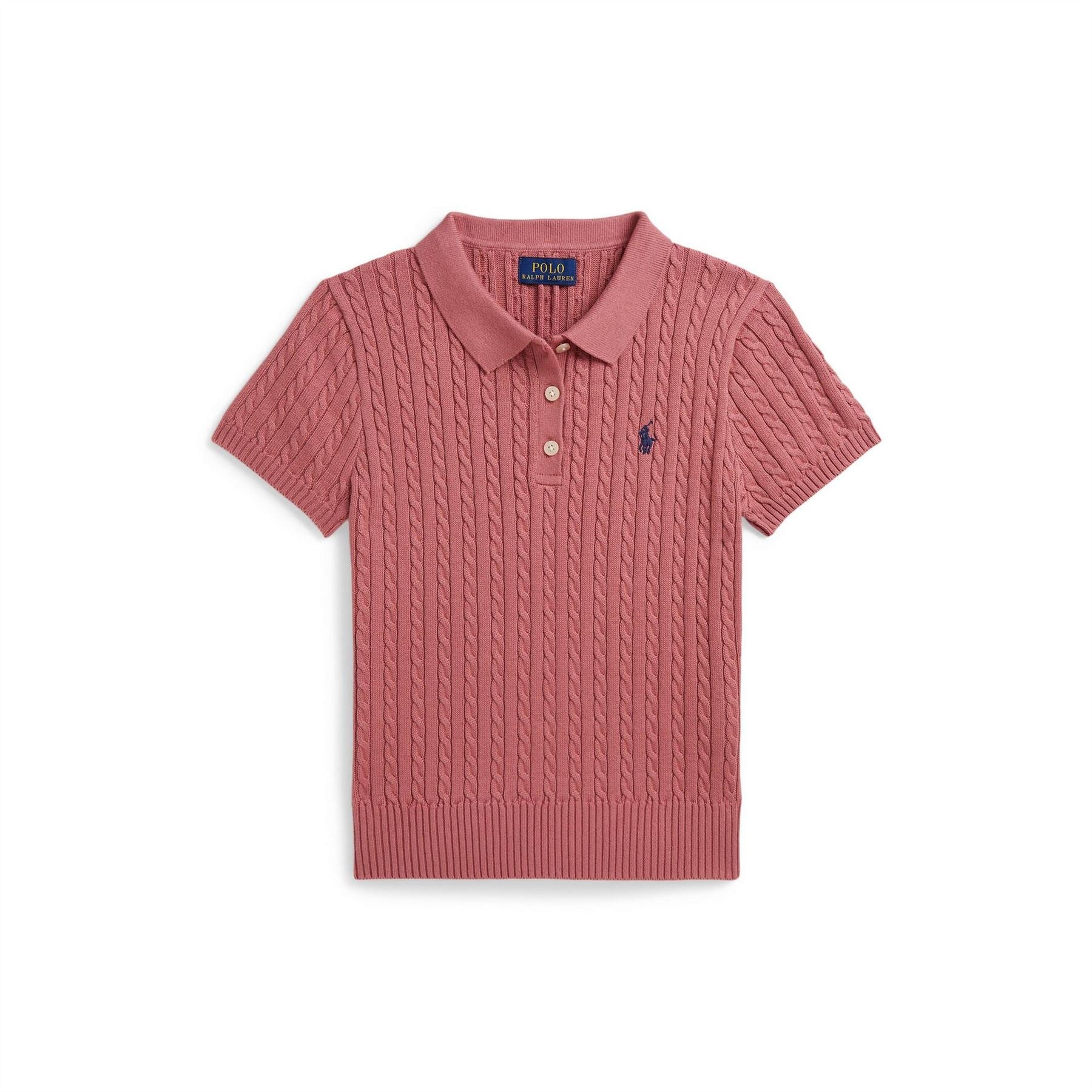 Polo Ralph Lauren Cable Knit Cotton Short Sleeve Polo Shirt