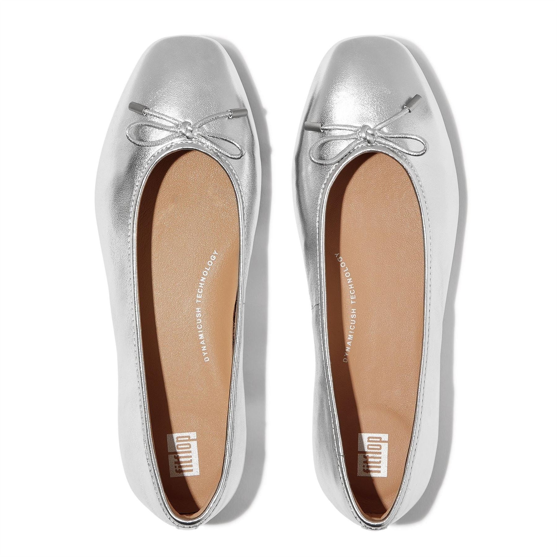 FitFlop Bow Metallic Round Toe Flat Heel Pumps