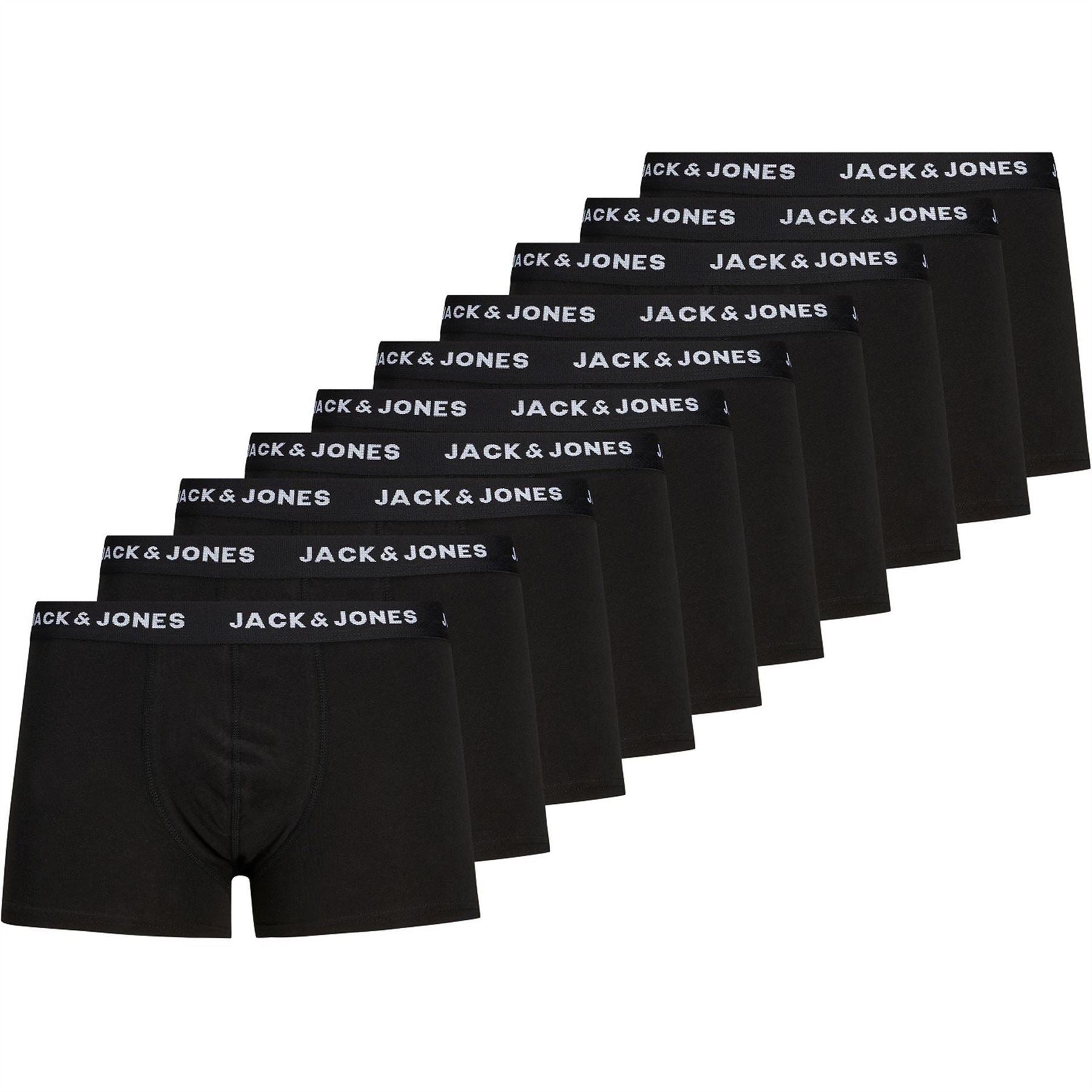 Jack and Jones Mens Solid 10 Pack Boxer Trunks