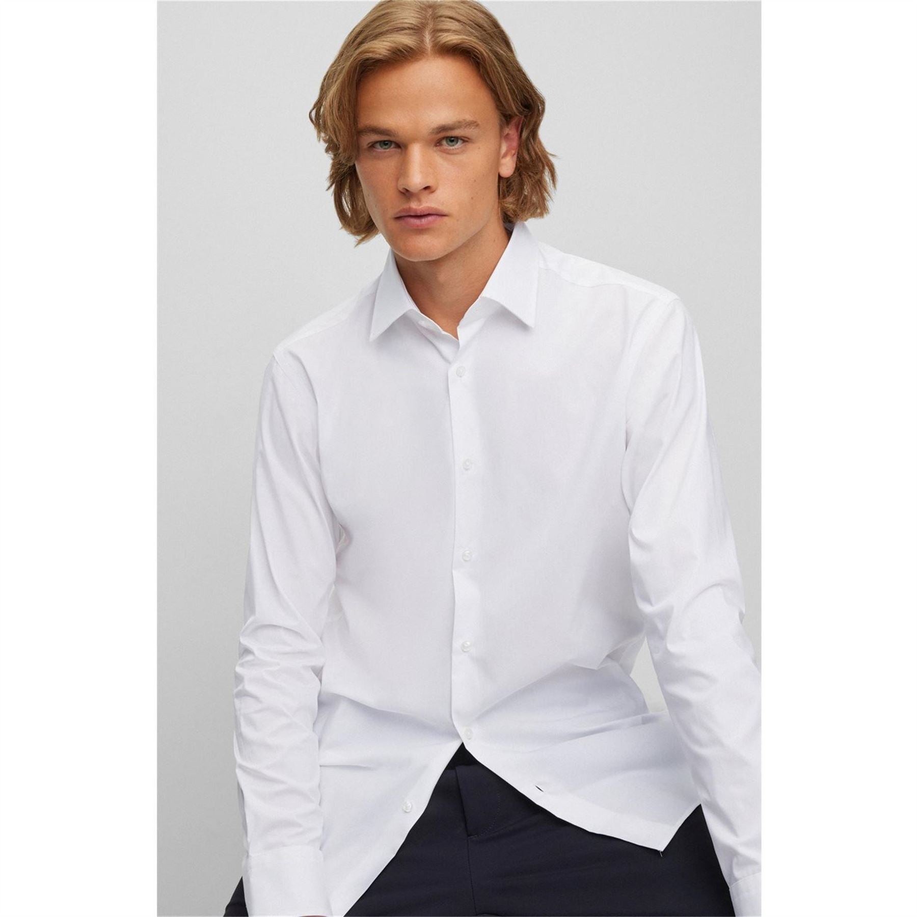 Boss Joe Collared Neck Point Collar Long Sleeve Shirt