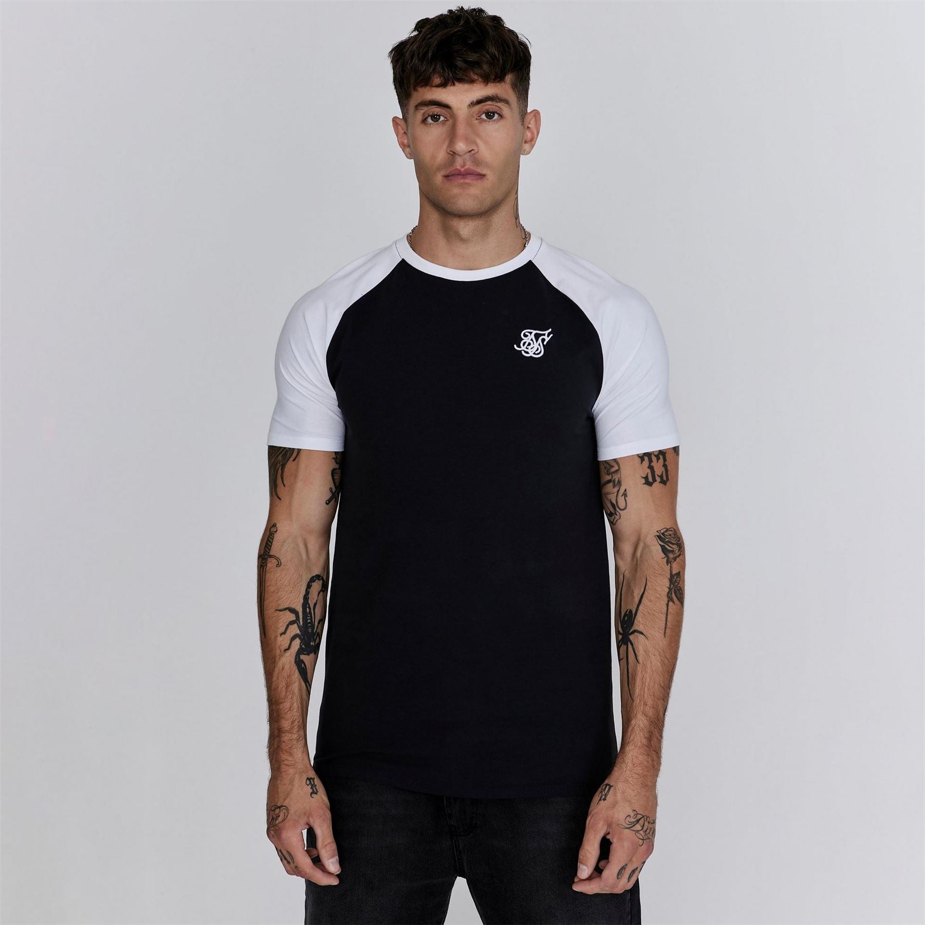 SikSilk Raglan Regular Fit Crew Neck T-Shirt