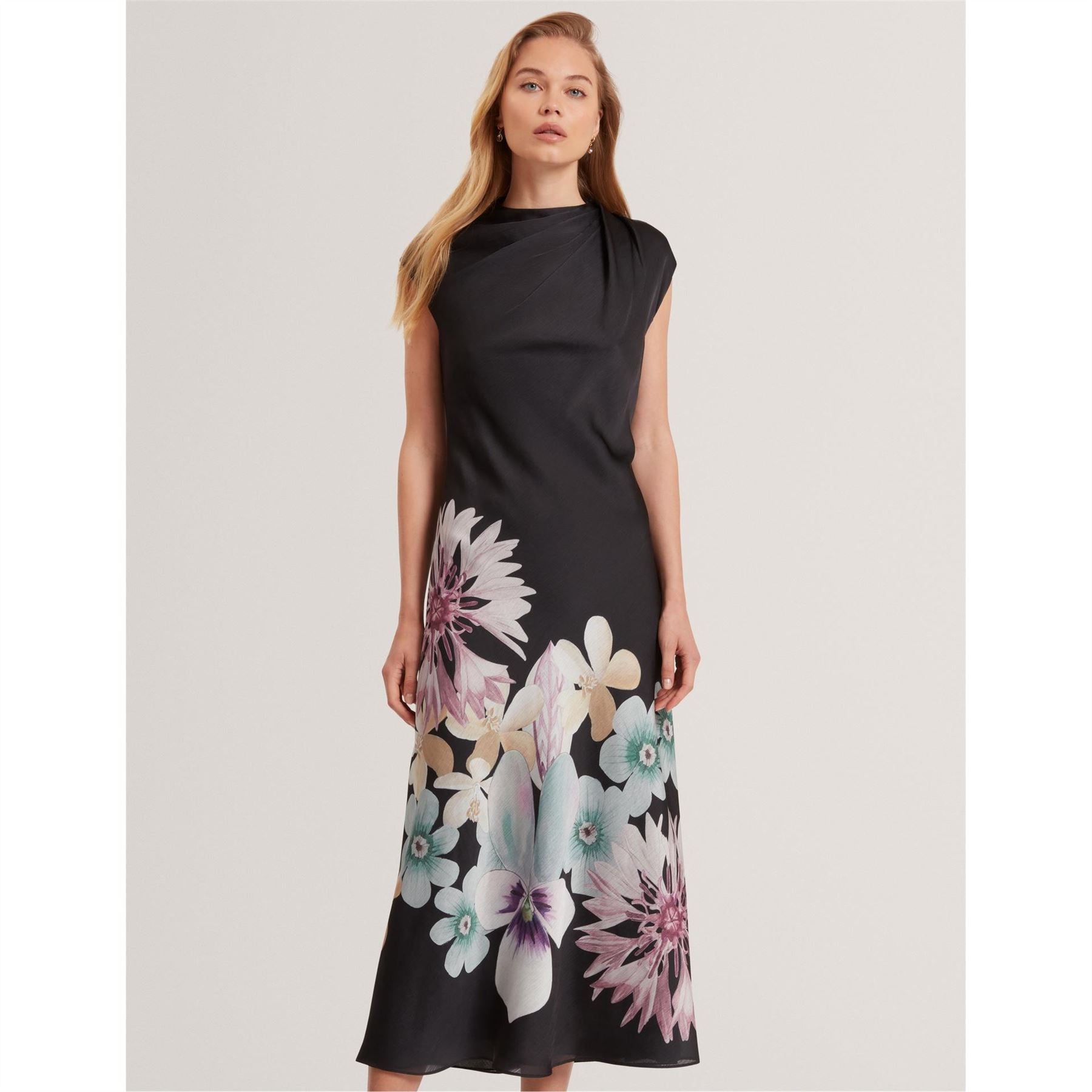 Ted Baker Drape Crew Neck Sleeveless Midi Dress