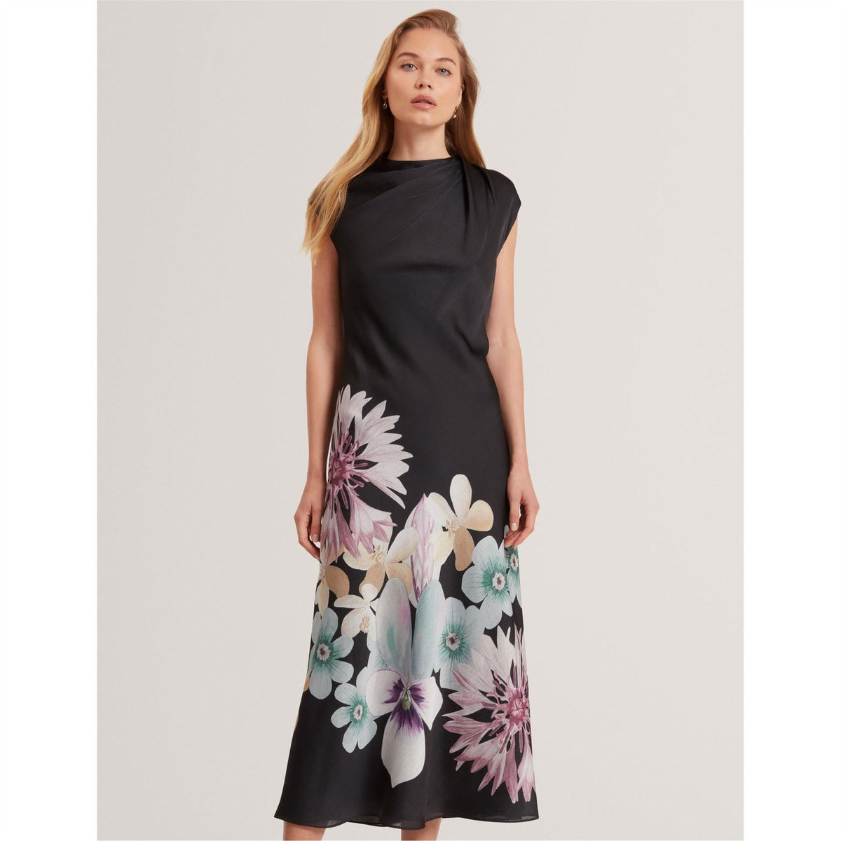 Ted Baker Drape Crew Neck Sleeveless Midi Dress