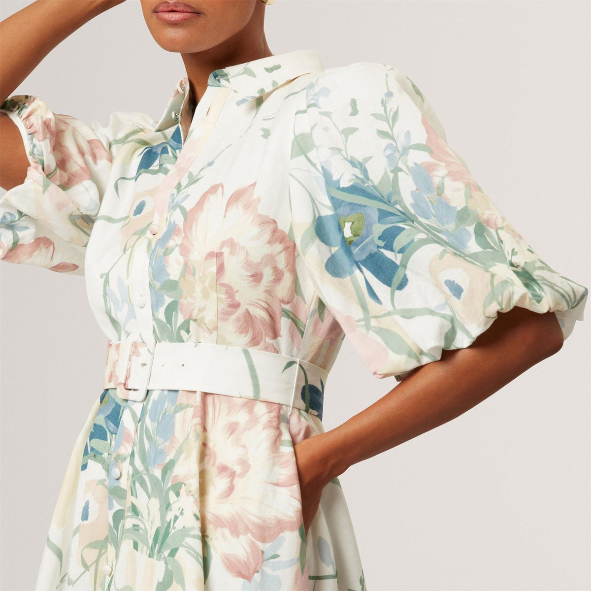 Ted Baker Puff Sleeved Midi Dress