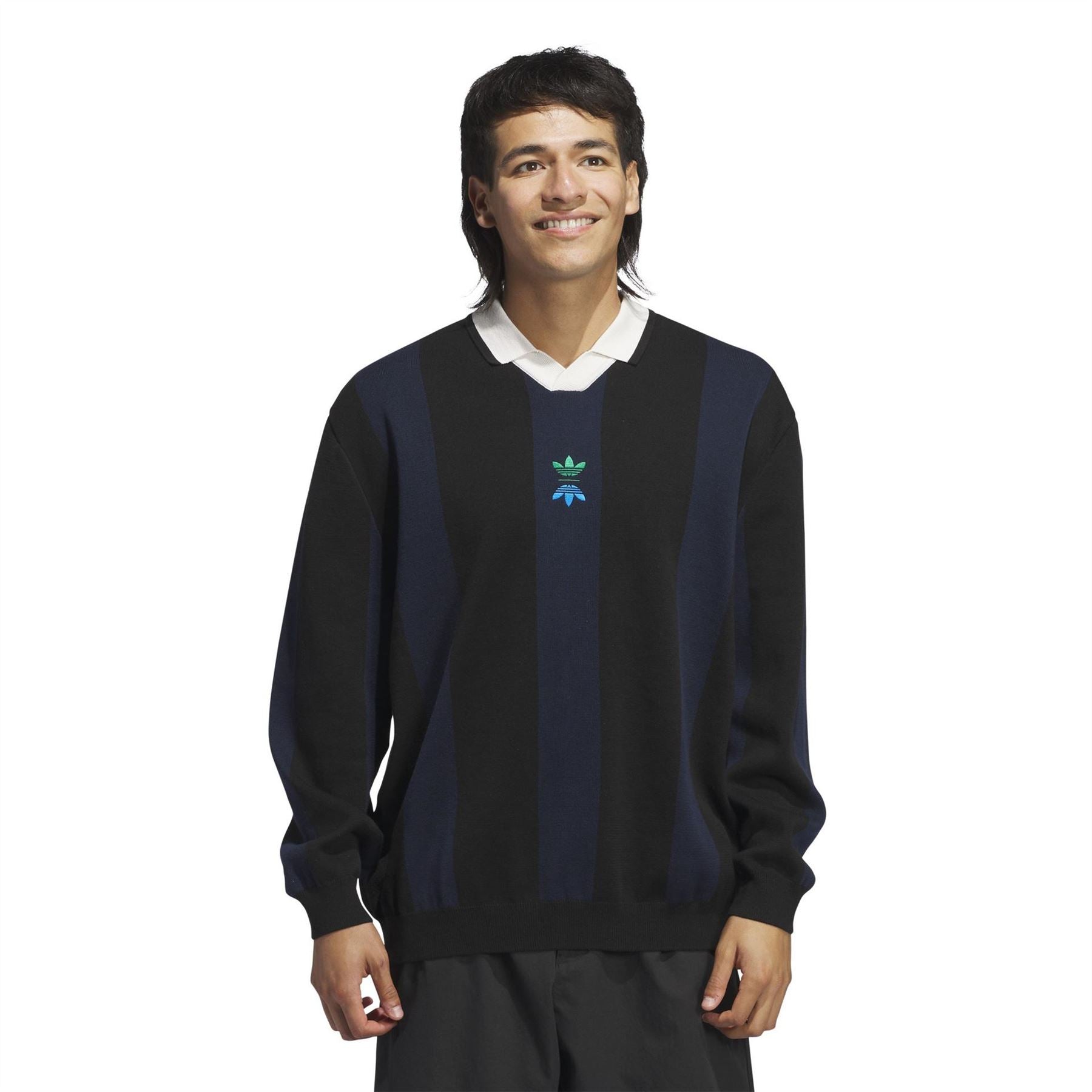 adidas Embroidered V-Neck Long Sleeve Sweater