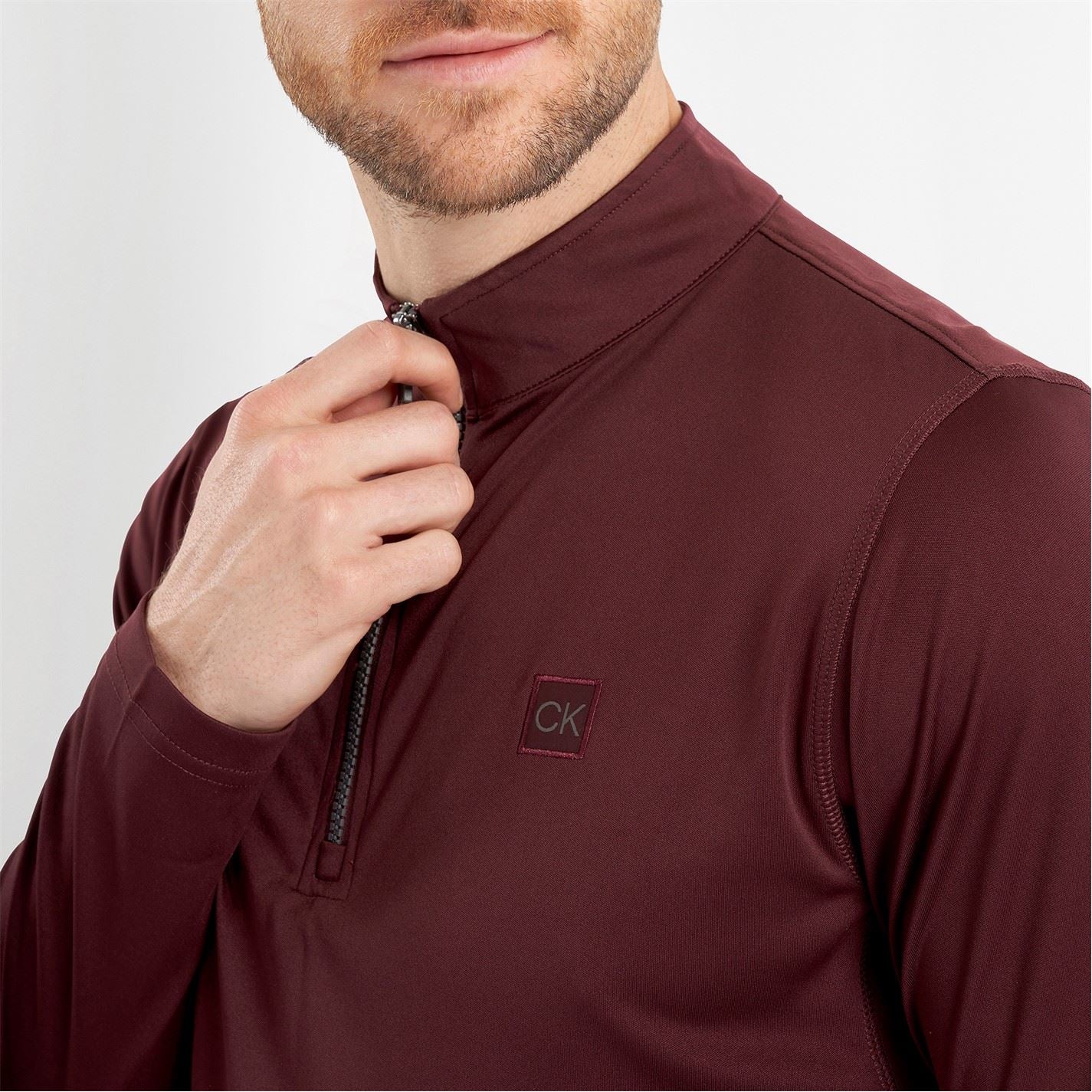 Calvin Klein Golf Regular Fit Zip Neck Long Sleeve Sweatshirt