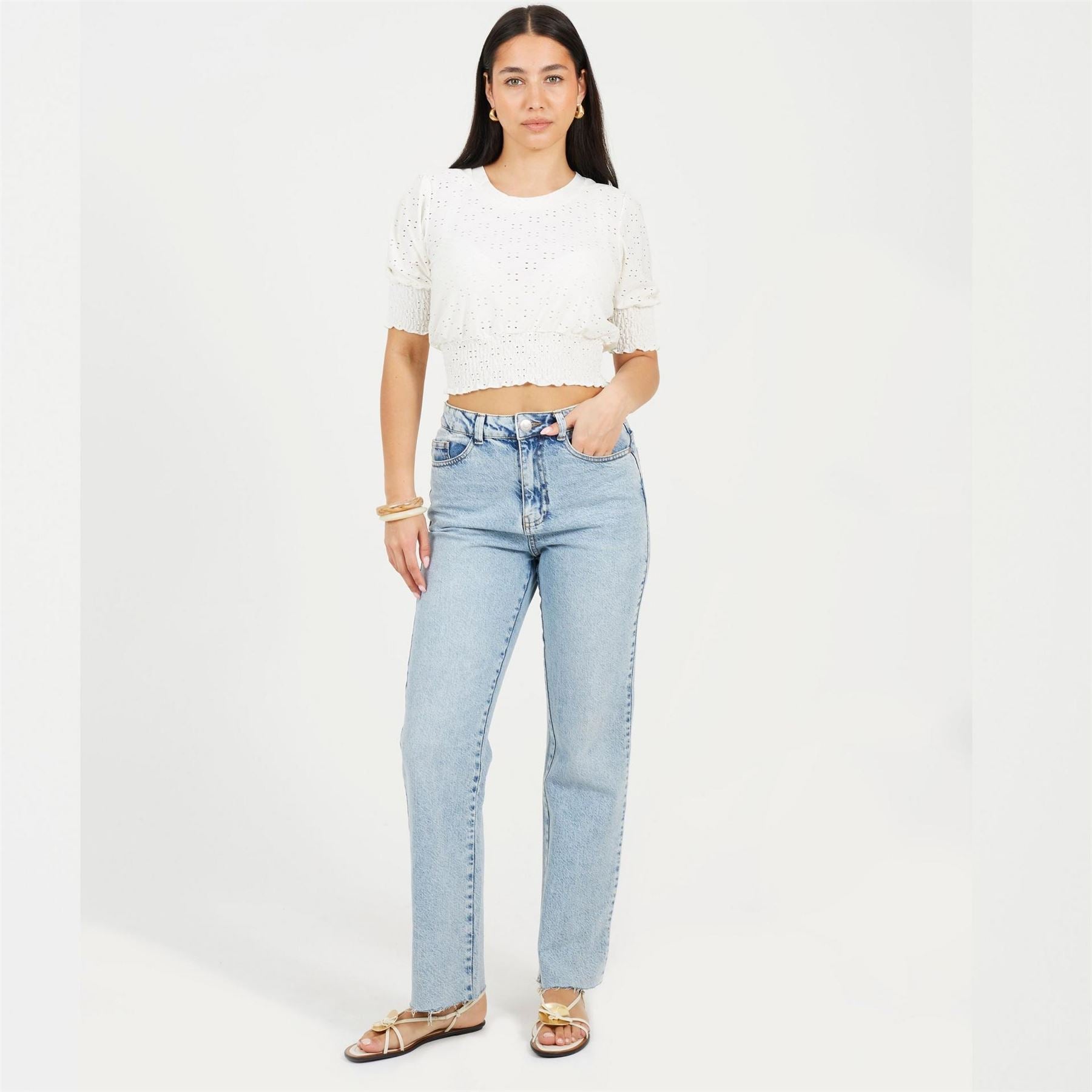 Brave Soul Top With Shirred Sleeves