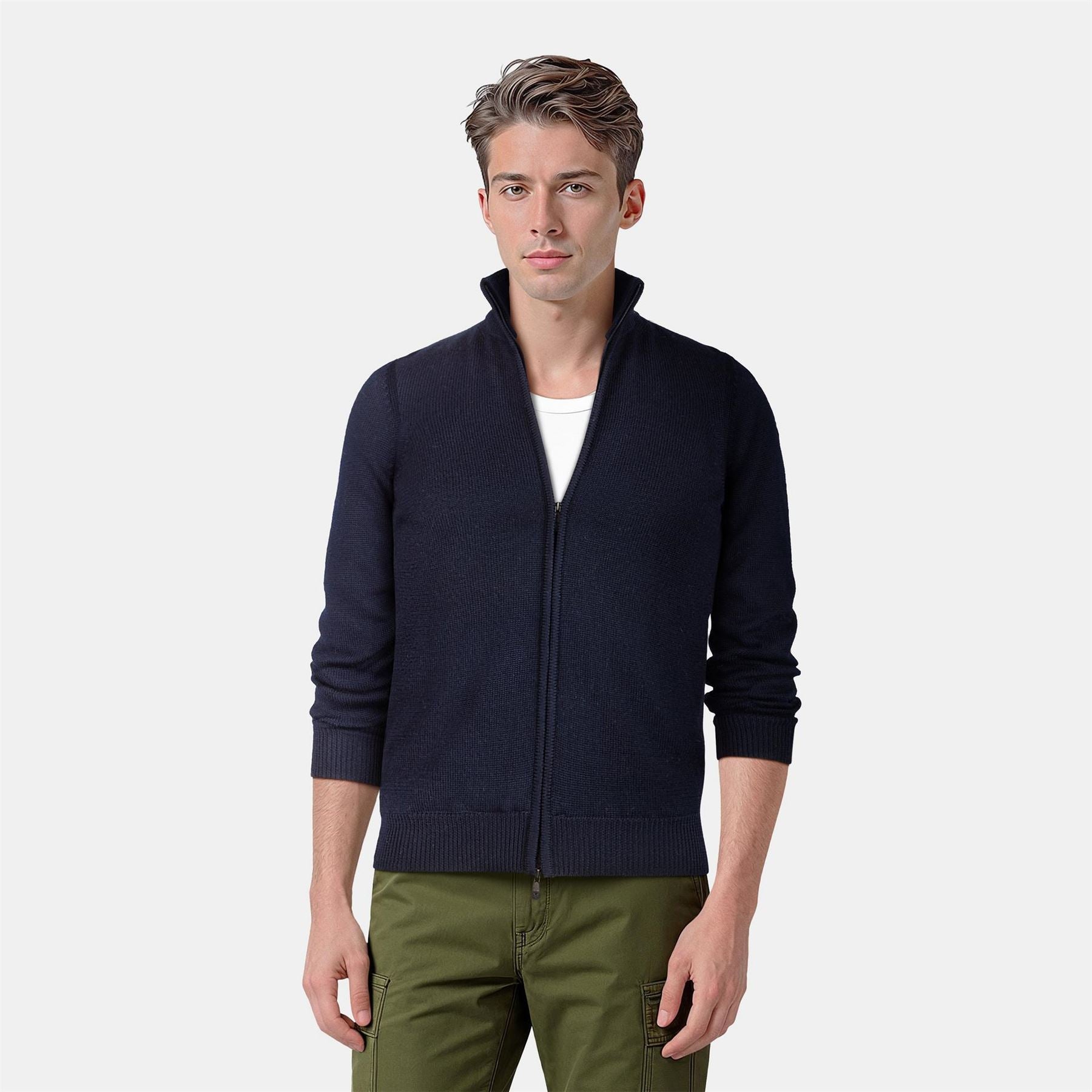 Lyle and Scott Zip Neck Regular Fit Long Sleeve Sweater