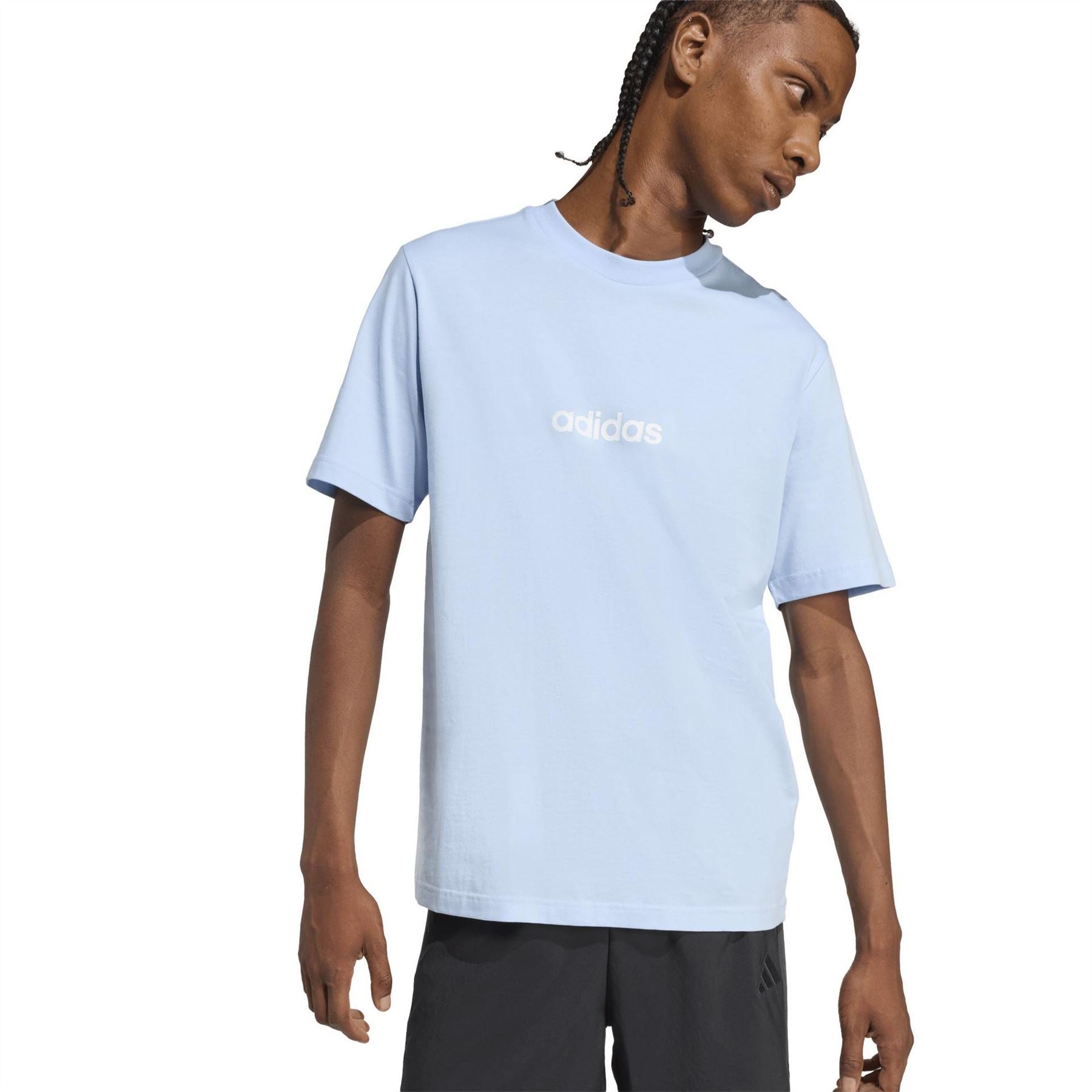 adidas Mens Essentials Single Jersey Linear Embroidered Logo T-Shirt
