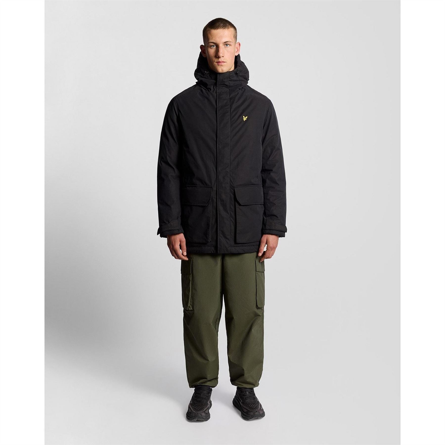 Lyle and Scott Membrane Hooded Solid Patterned Parka Coat
