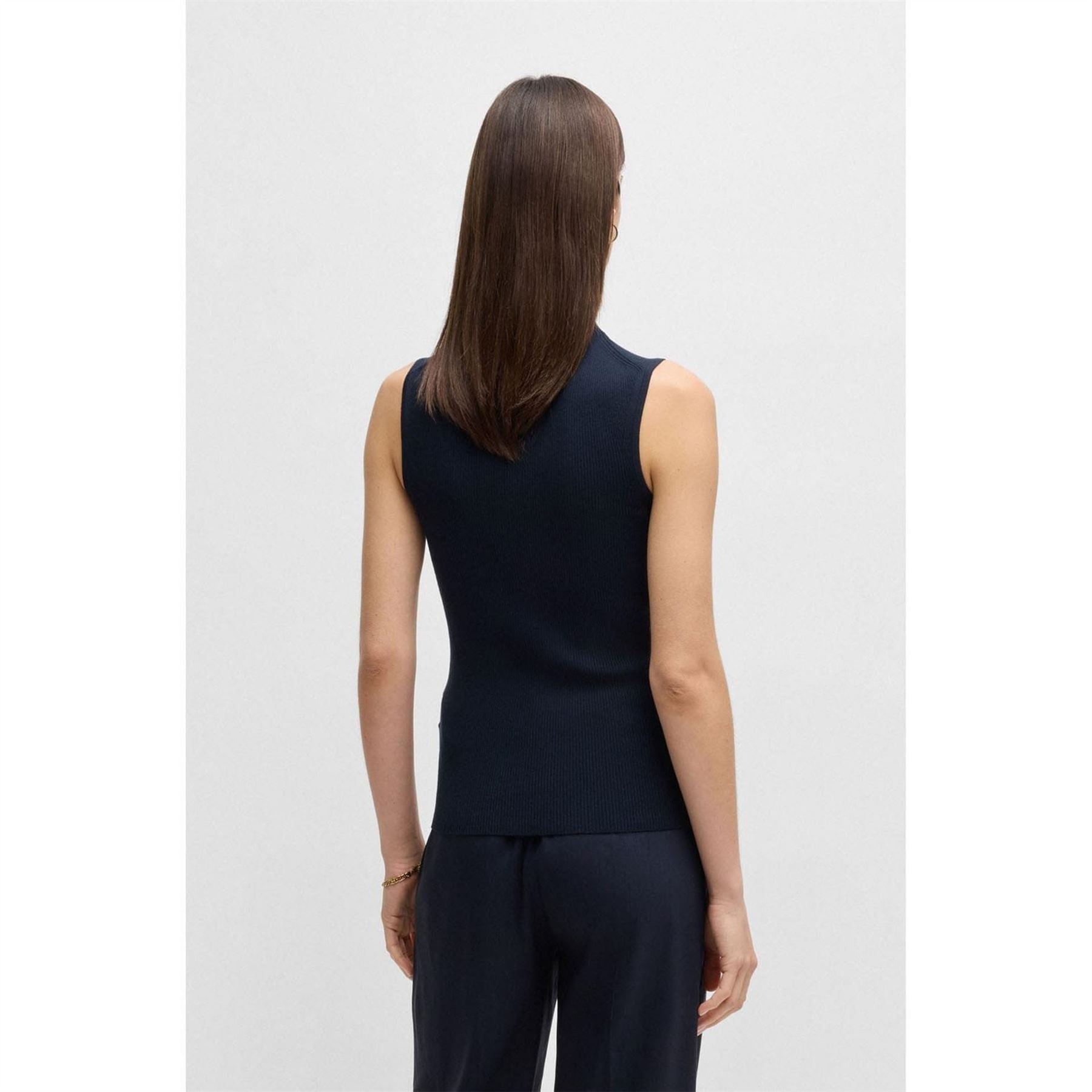 Boss Ribbed Top With Mock Neckline