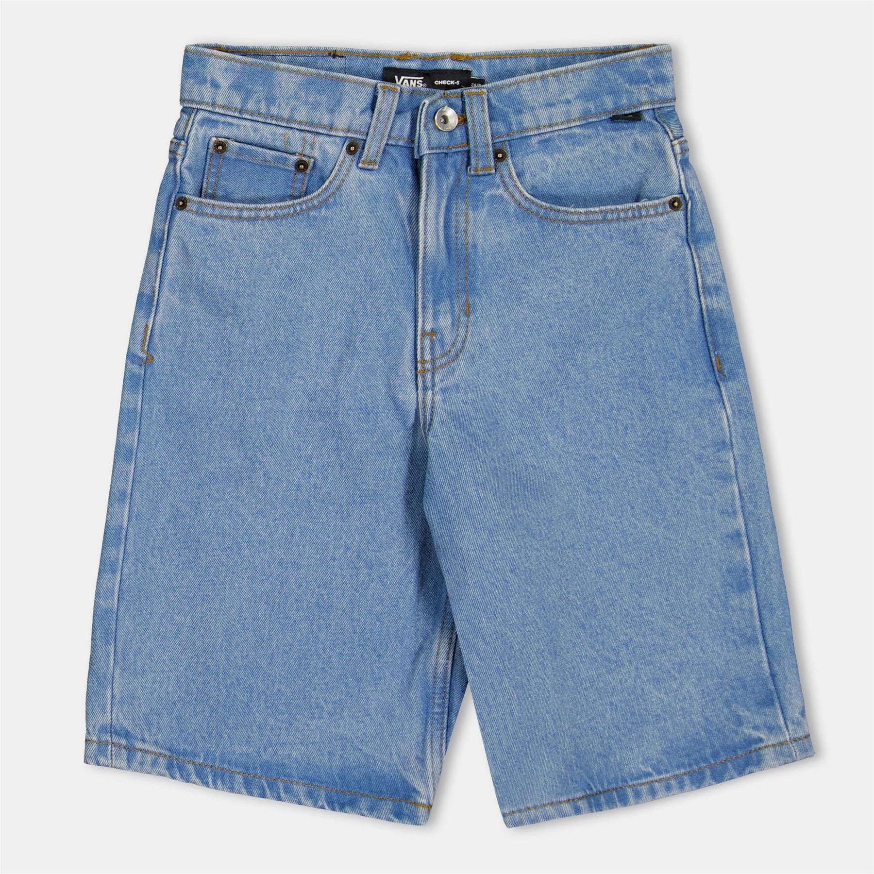 Vans Check 5 Baggy Denim Short Stonewash Boys