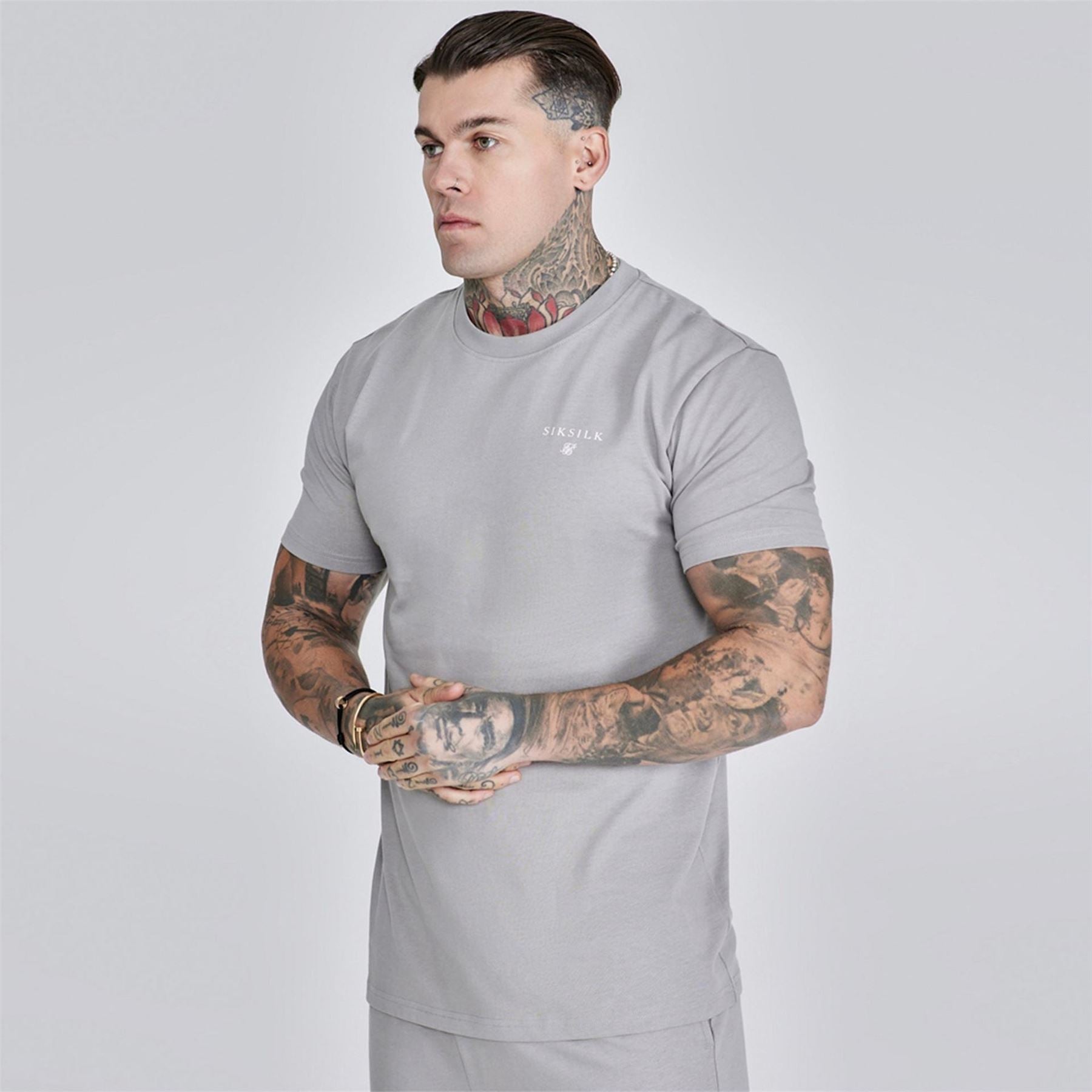 SikSilk Lettering Crew Neck Short Sleeve T-Shirt and Short Set