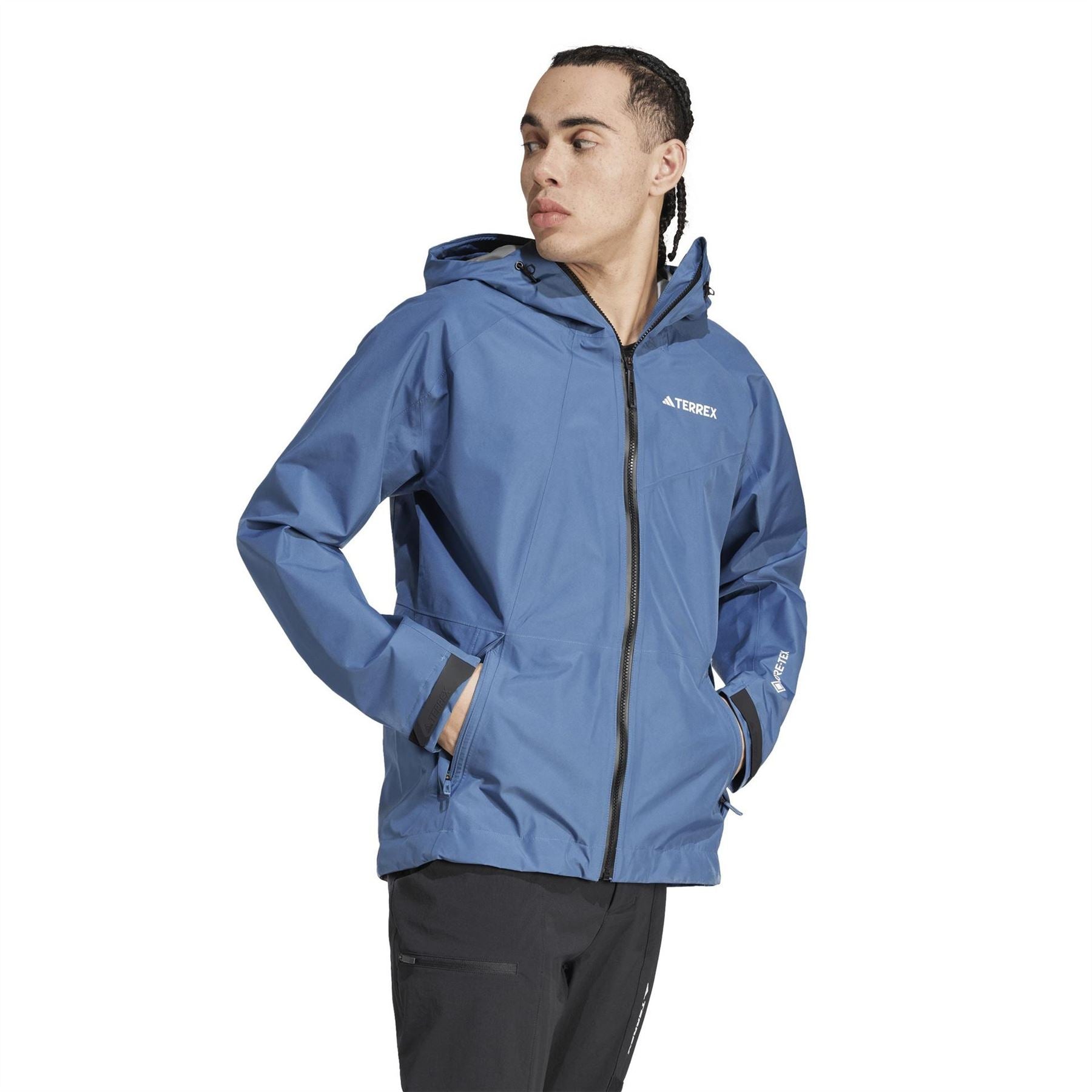 adidas Gore Pac J Solid Patterned Rain Jacket with Zipped Pocket