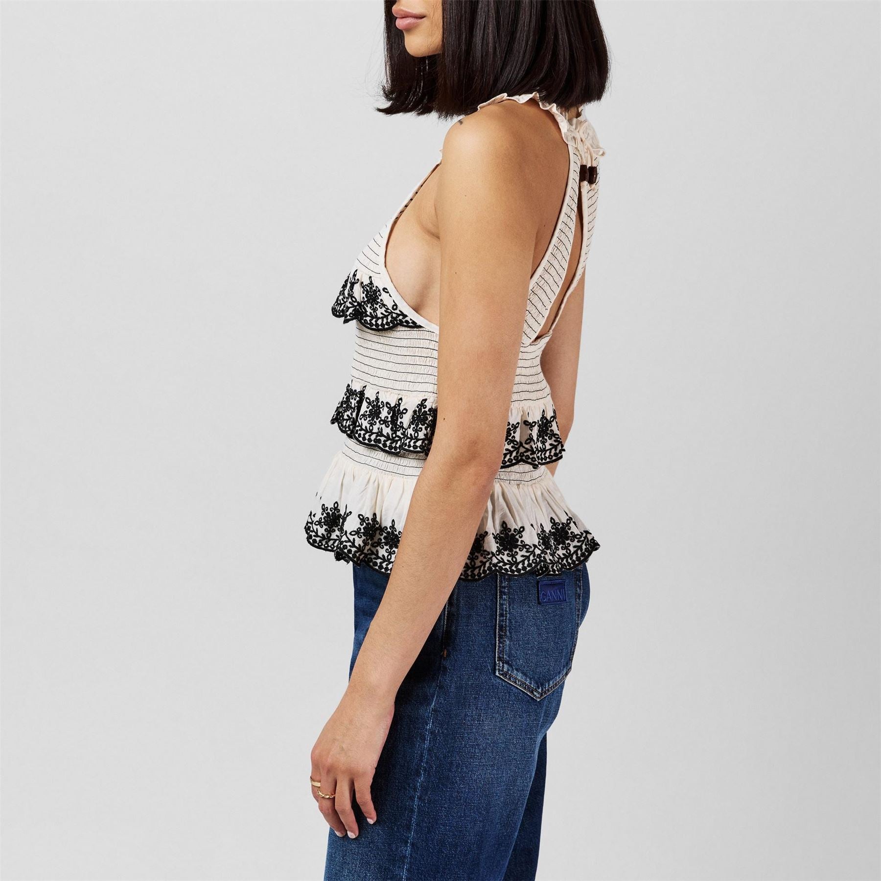 French Connection Felicity Embroidered Short Sleeve Blouse