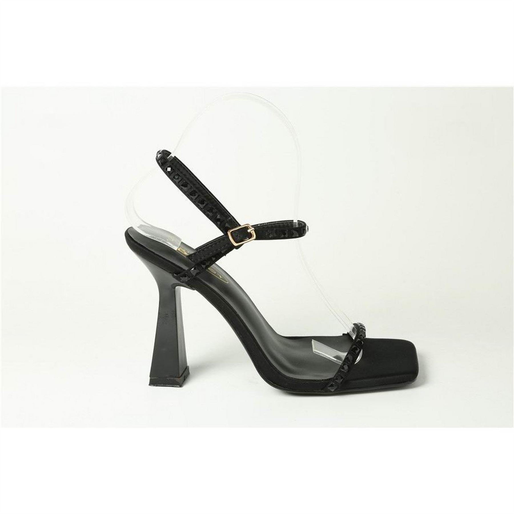 Chic Diamante Strap High Heel Flared Sandals