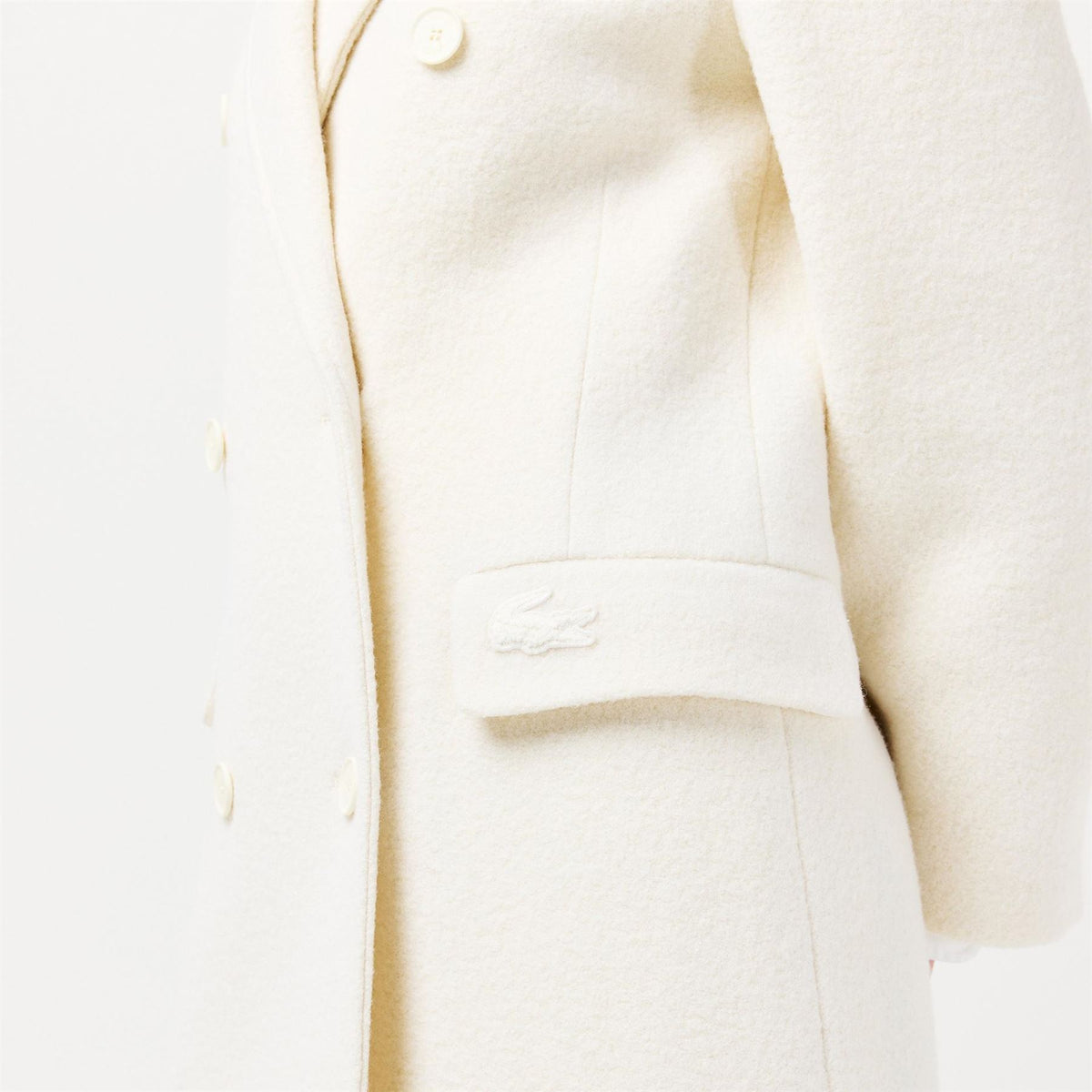 Lacoste Solid Patterned Double Button Lapel Collared Over Coat