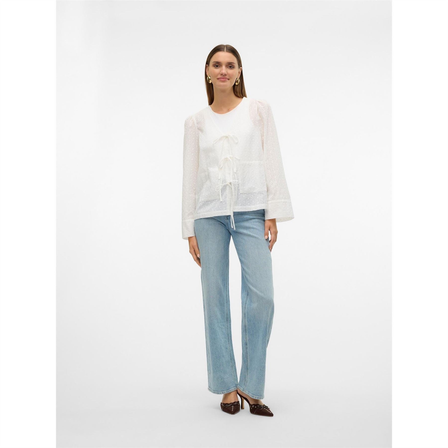 Vero Moda Palma Relaxed Fit Puff Sleeve V-Neck Blouse
