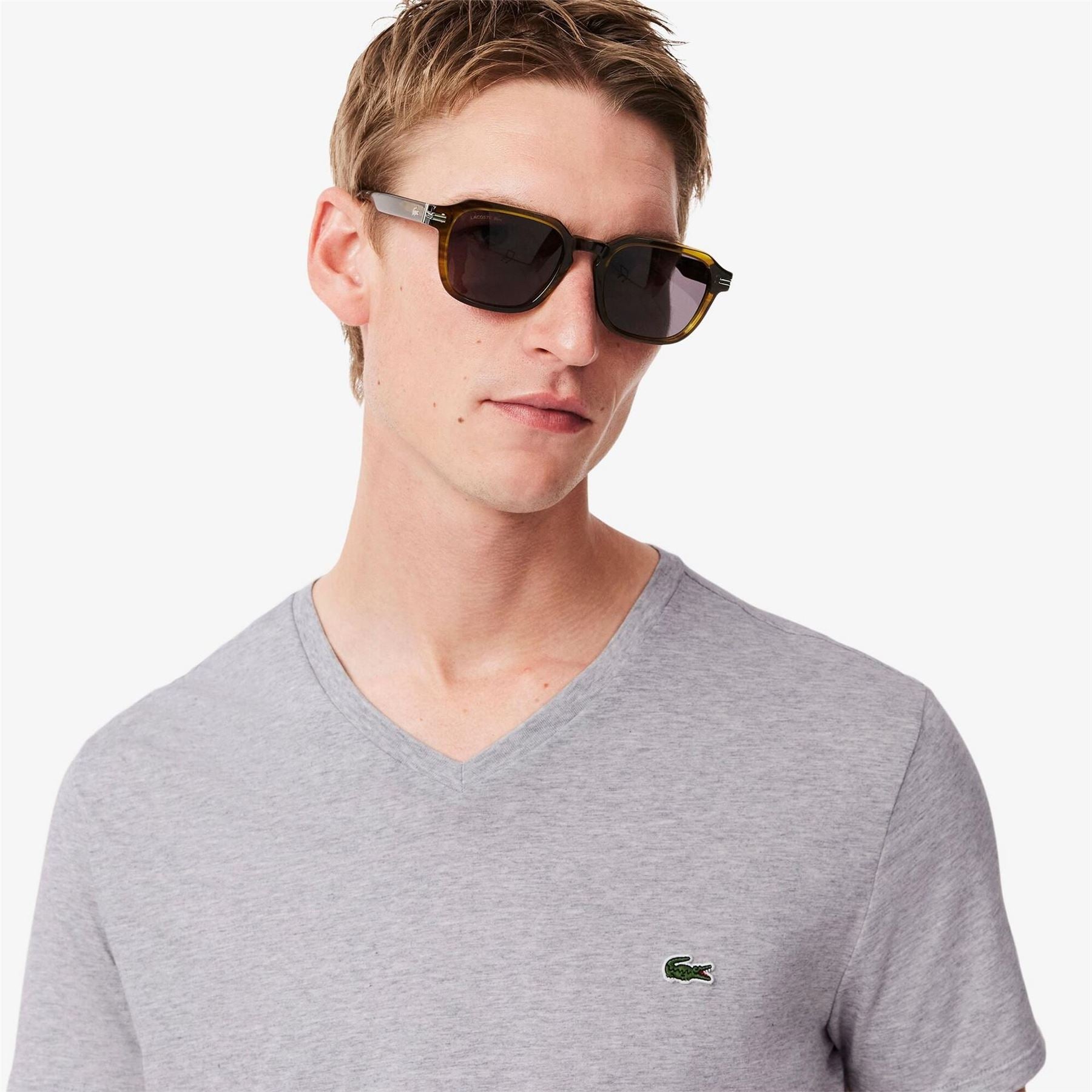 Lacoste Crocodile Print V-Neck Regular Fit T-Shirt