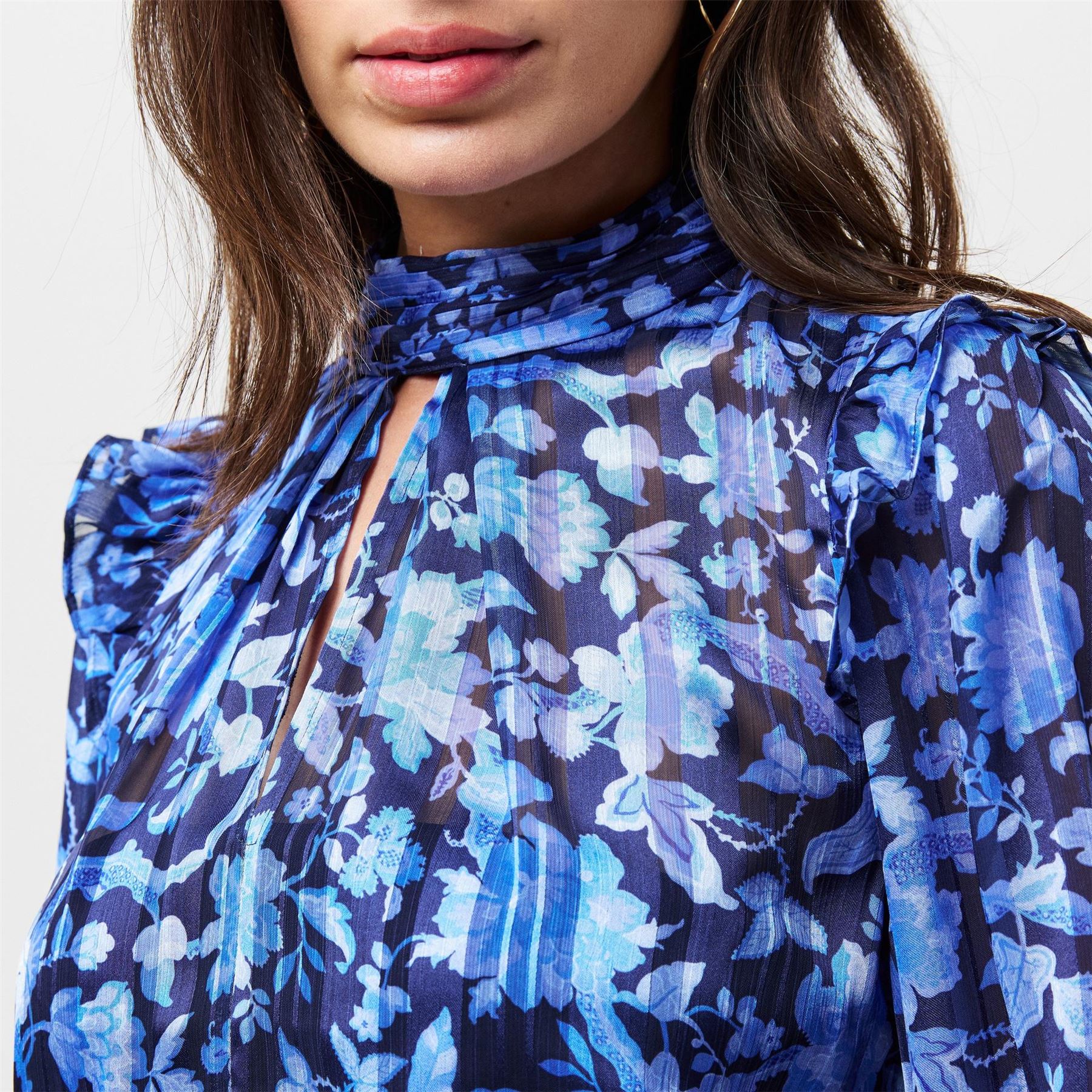 French Connection Cynthia High Neck Relaxed Fit Blouse