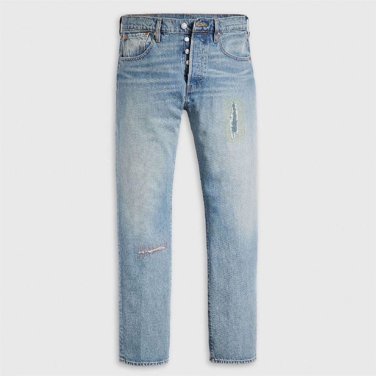 Levis Distressed Mid Rise Straight Leg Jeans