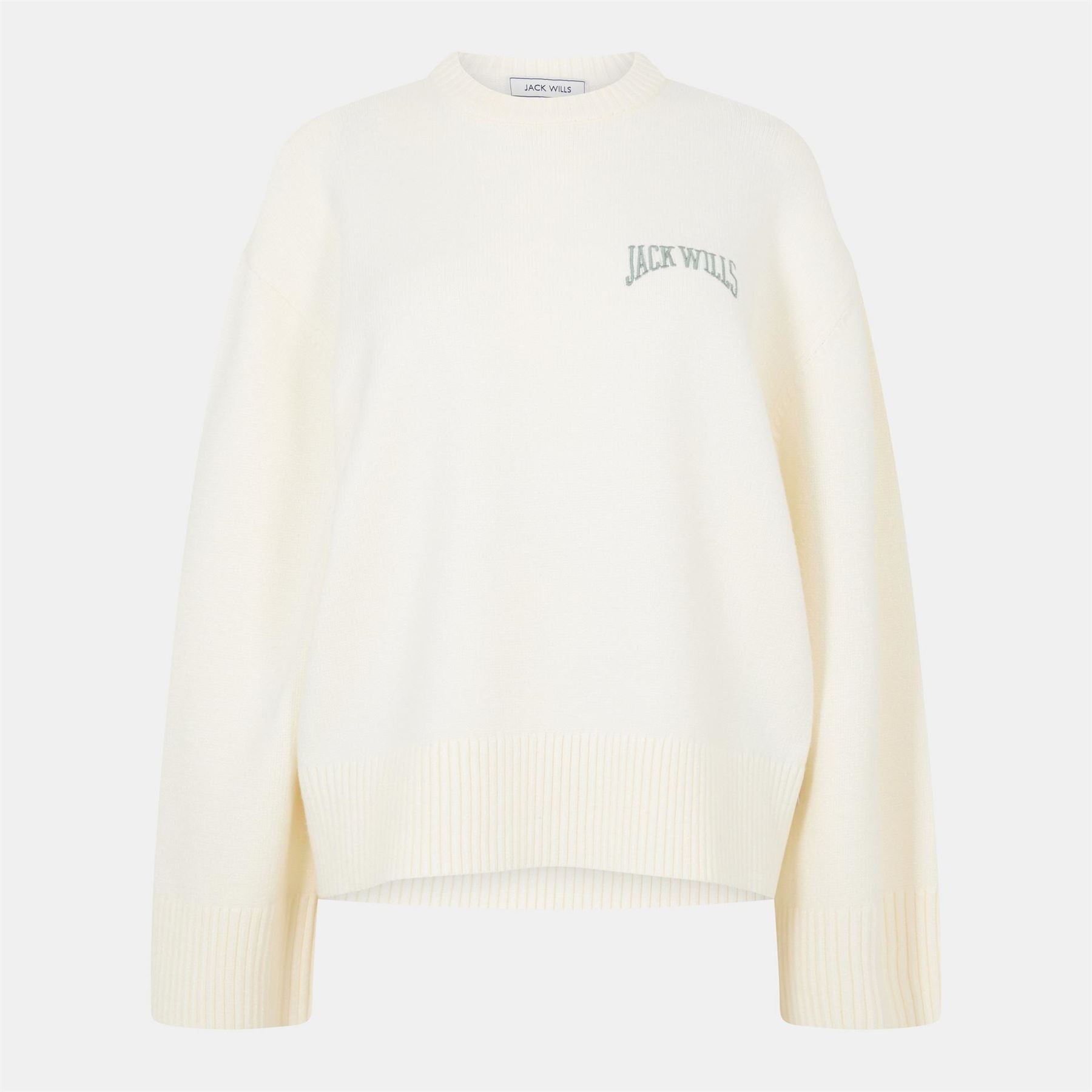Jack Wills Arch Logo Crew Neck Ribbed Collar Long Sleeve Sweater