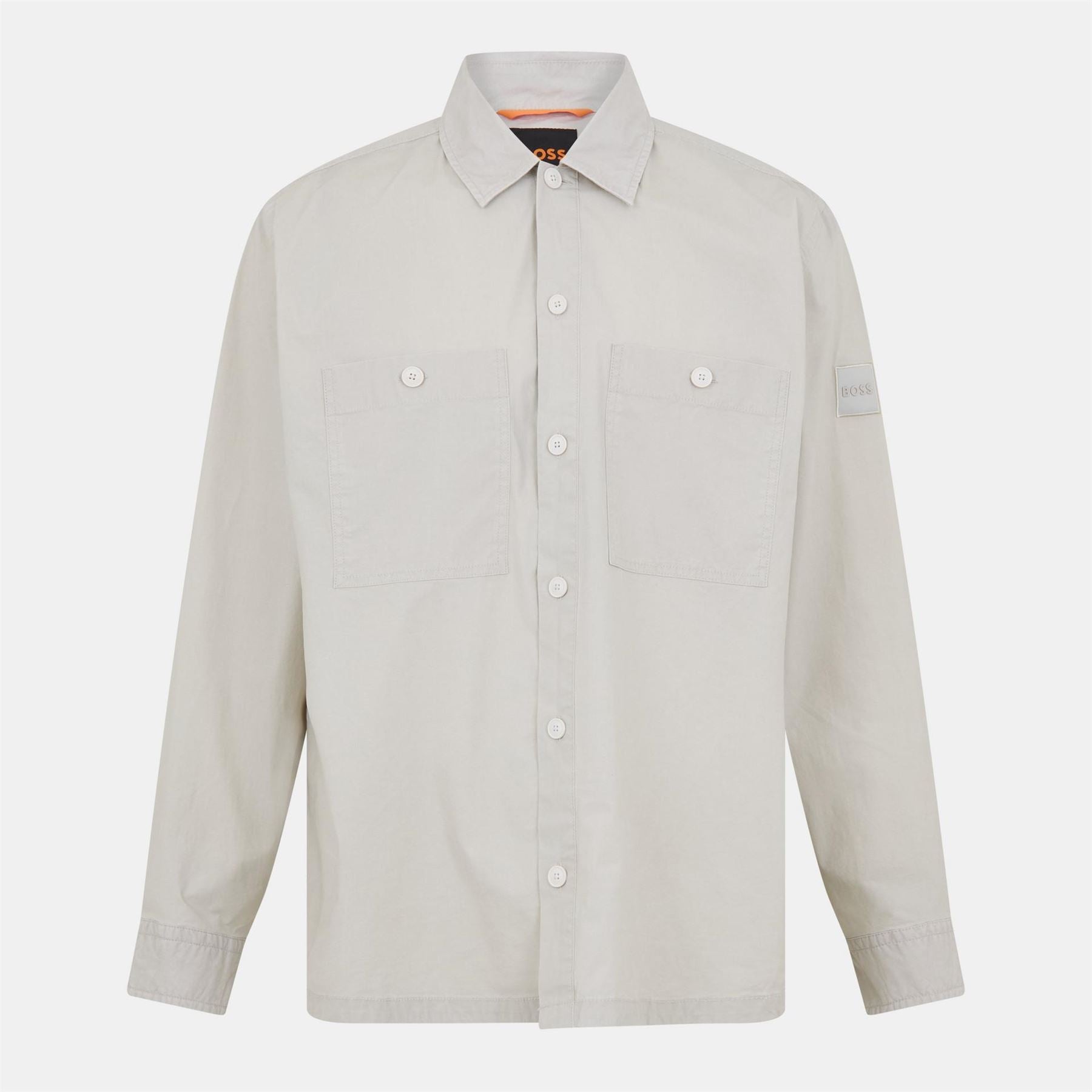 Boss Solid Snap Button Shirt Collared Barrel Cuff Overshirt