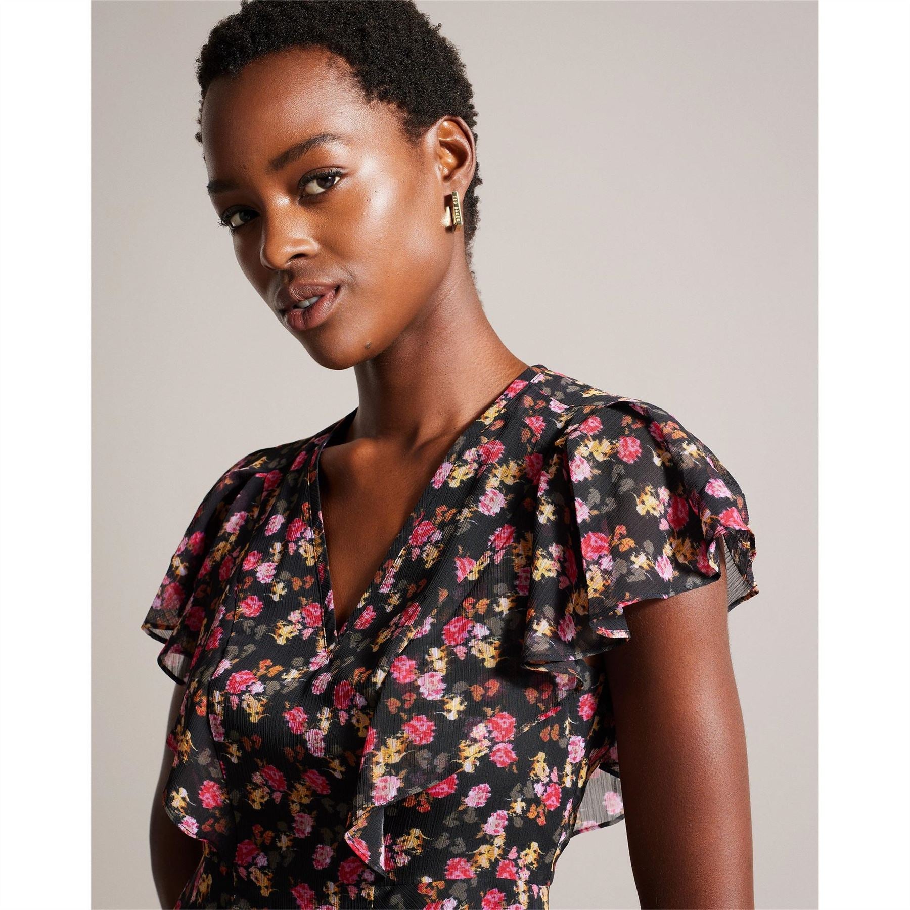 Ted Baker Turtleneck Short Sleeve Relaxed Fit Blouse