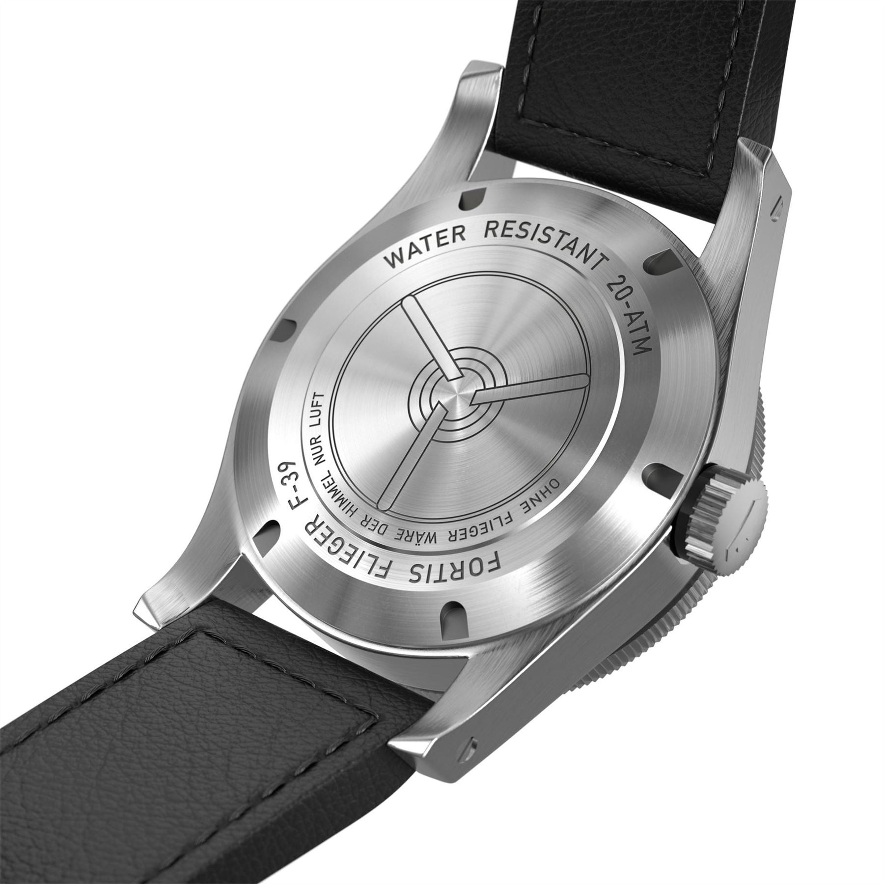 Fortis Flieger Stainless Steel Leather Strap Automatic Auto Analogue Watch