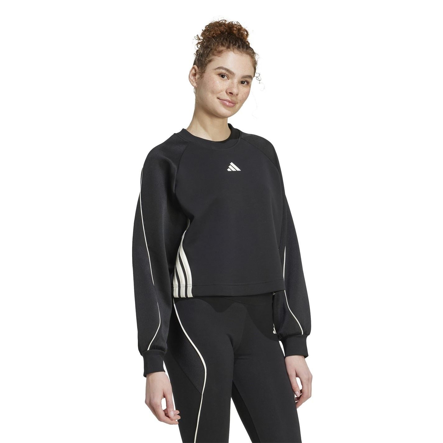 adidas Womens Stadium 3 Stripes Crewneck Sweatshirt
