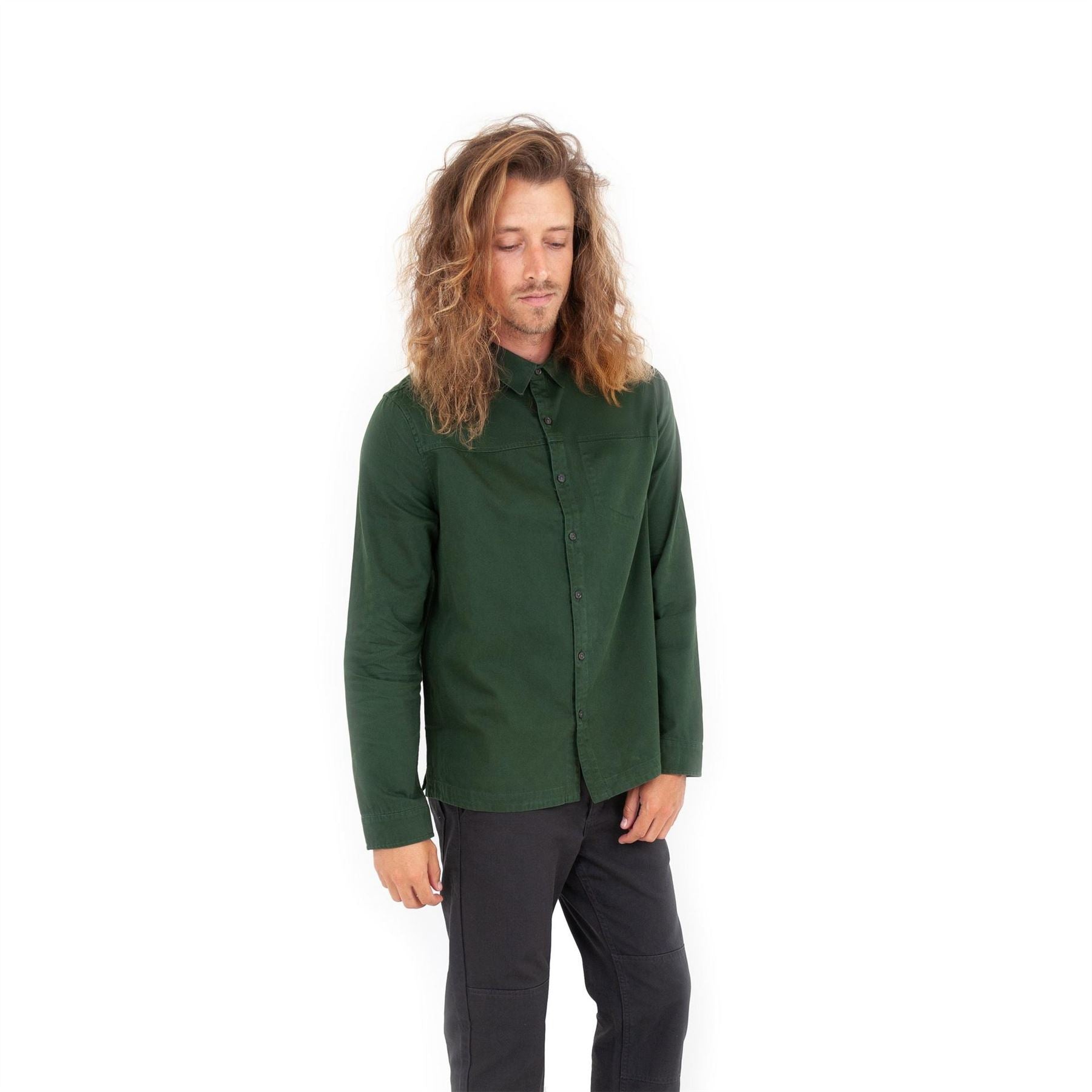 Roamers and Seekers Collared Neck Long Sleeve Shirt with Chest Pocket