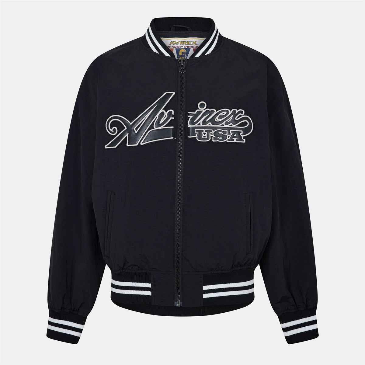 Avirex Nylon Bomber Jacket with Zipped Pocket and Ribbed Cuff