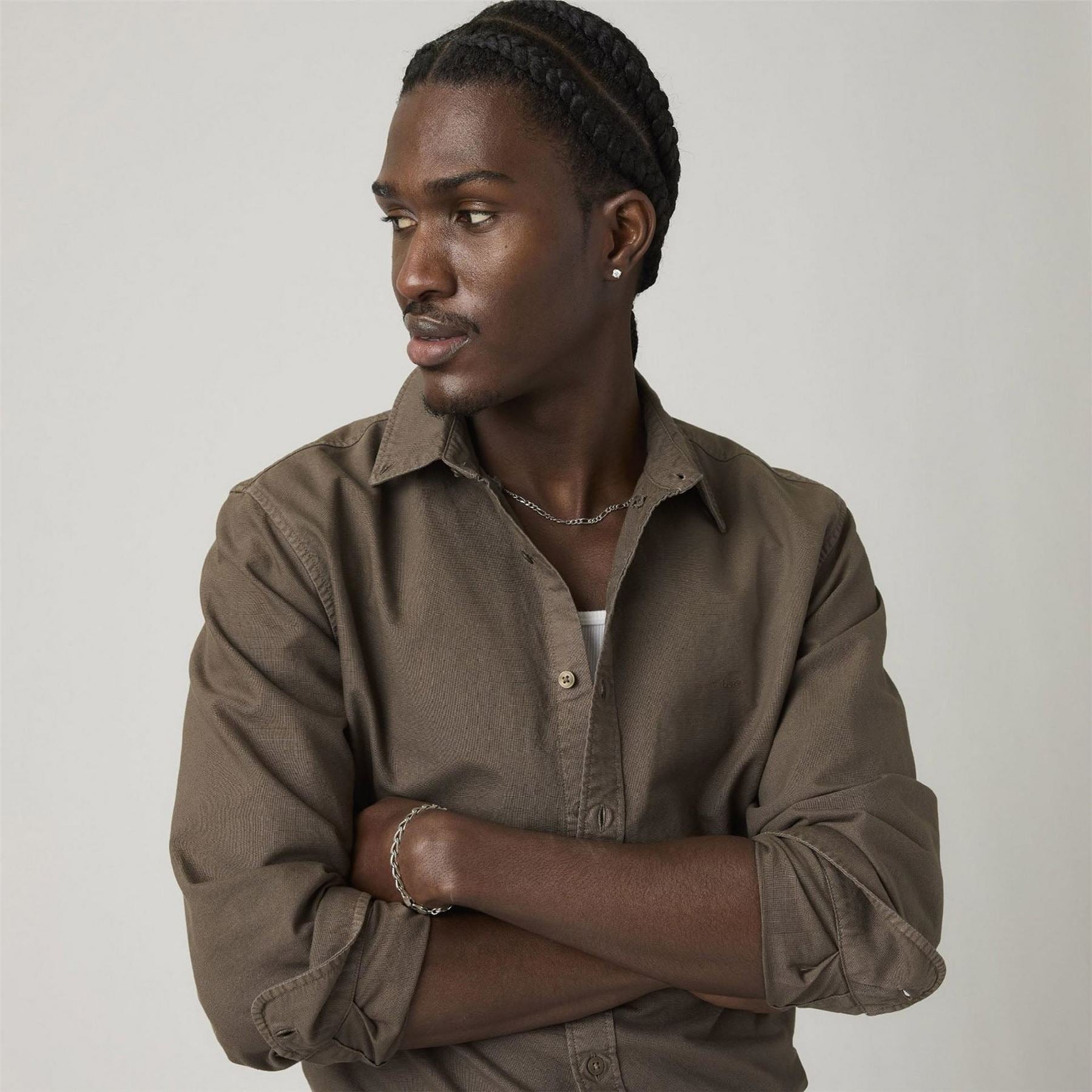 Levis Plain Long Sleeve Button Down Shirt