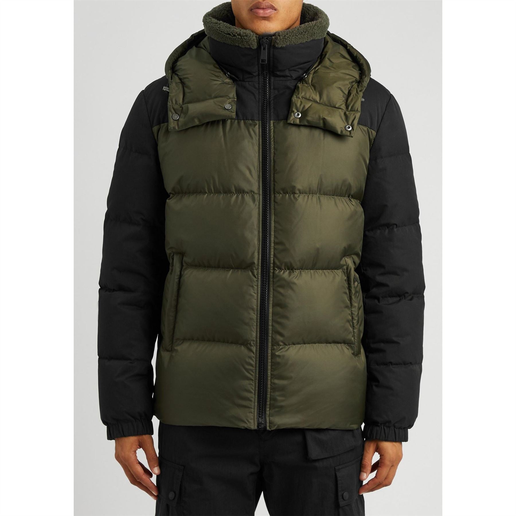 Yves Salomon Mix Fabric Down Jacket With