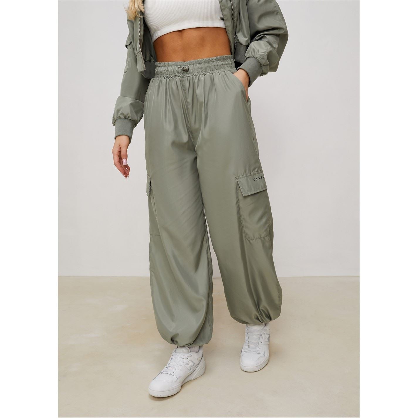 Gym King Satin Side Pocket Solid Patterned Combat Pants