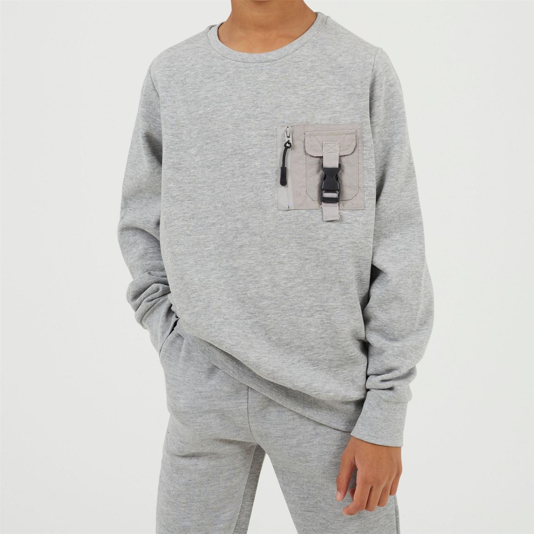 Brave Soul Crew Neck Long Sleeve Sweatshirt with Chest Pocket