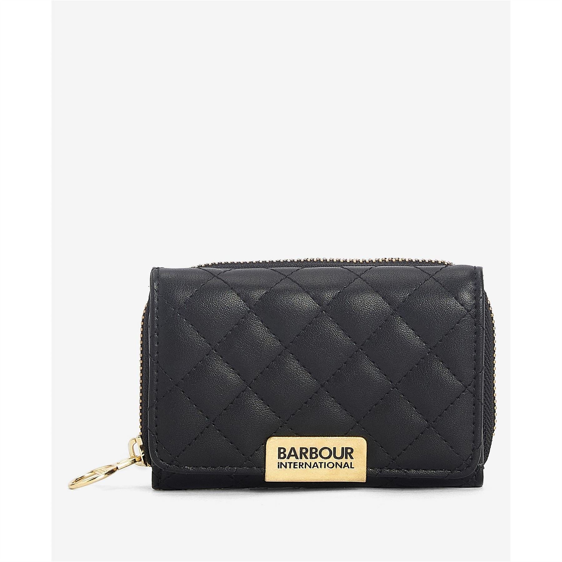 Barbour International Aurora Tri Fold Quilted Leather Zip Around Purse