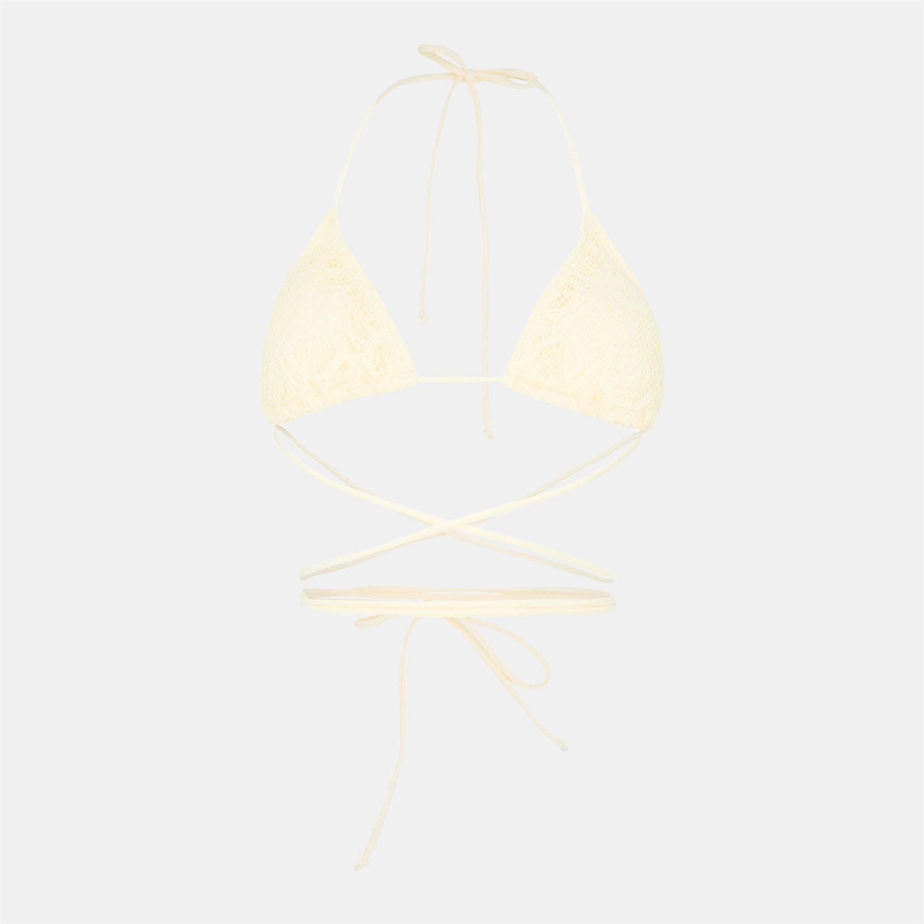 Brave Soul Neck Bikini Top With Crochet