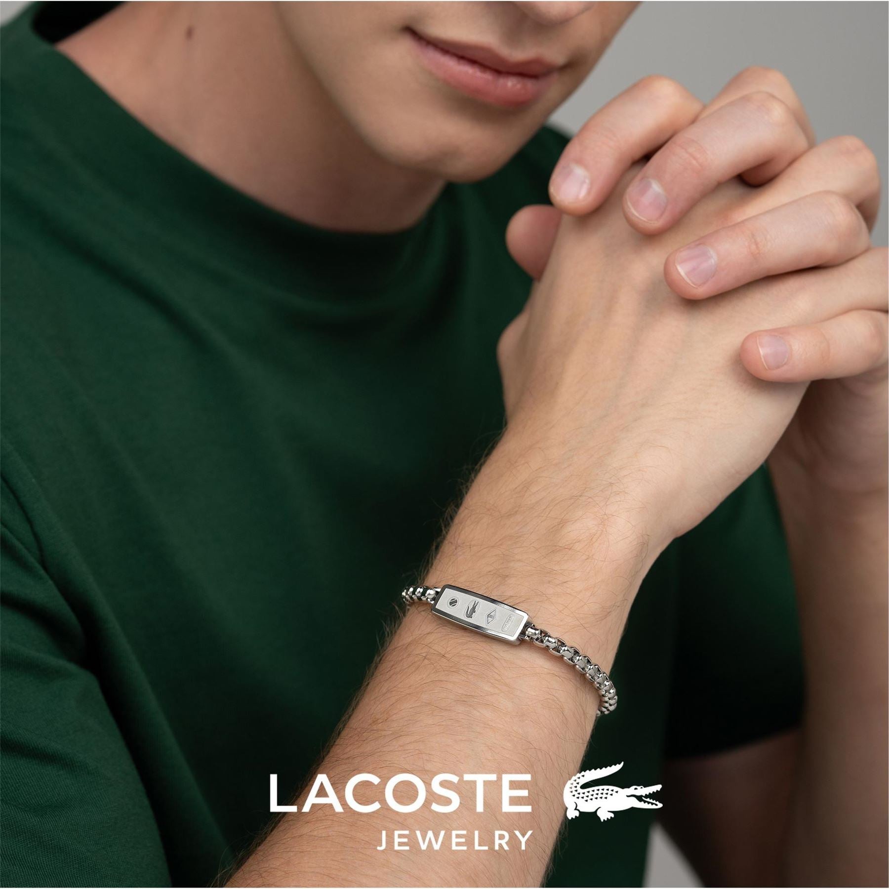 Lacoste Mens District Stainless Steel Reversible Pendant Bracelet