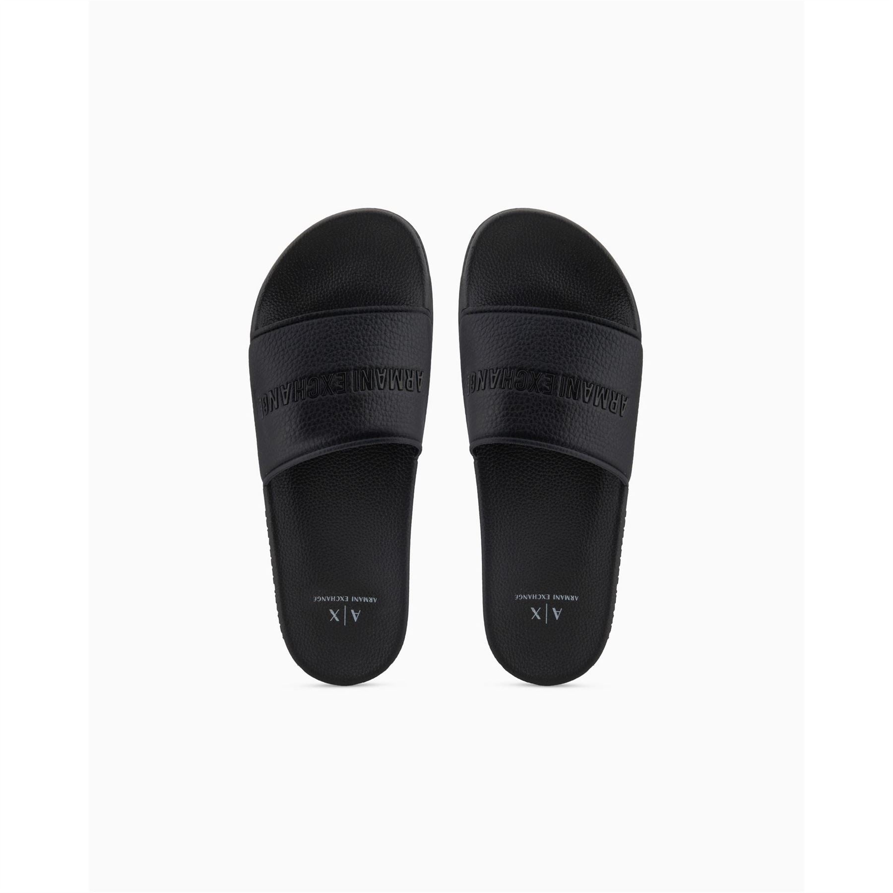 Armani Exchange Exchange Textured Open Toe Flat Slides
