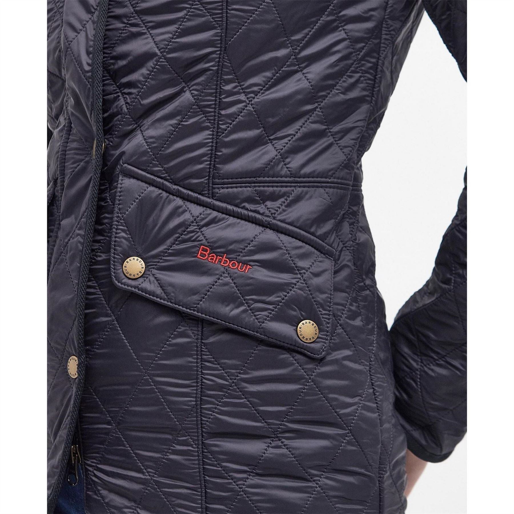 Barbour Cavalry Polarquilt Diamond Quilted Fleece Lined Long Sleeve Slim Fit Quilted Jacket